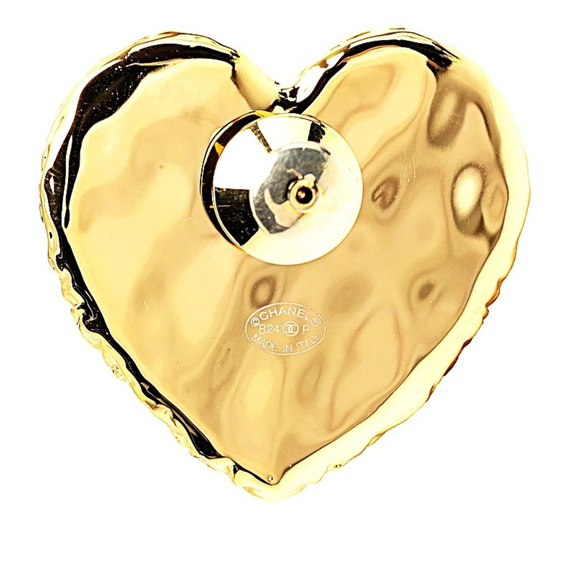 CC Logo Heart Brooch Gold-Tone Metal - Image 2