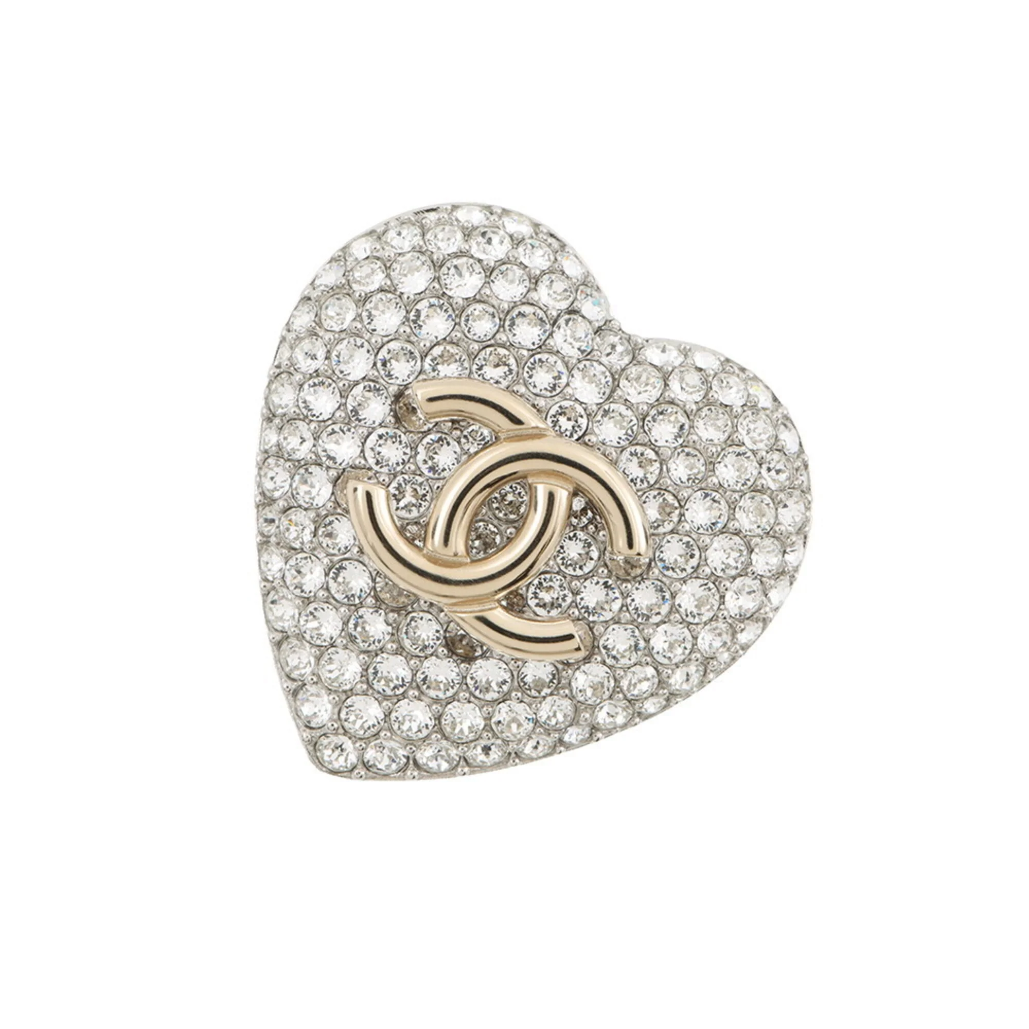CC Logo Heart Brooch Metal