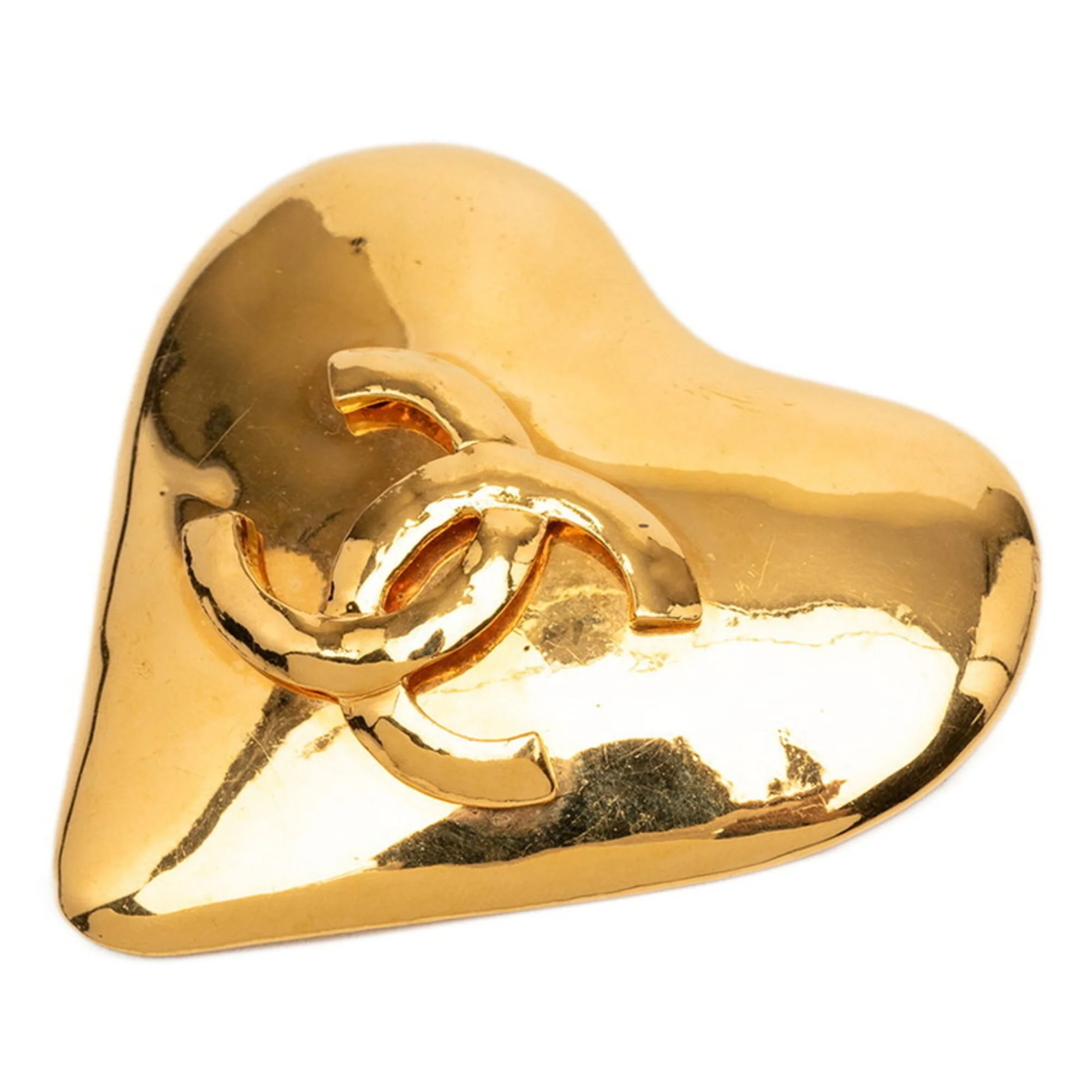 CC Logo Heart Brooch Metal