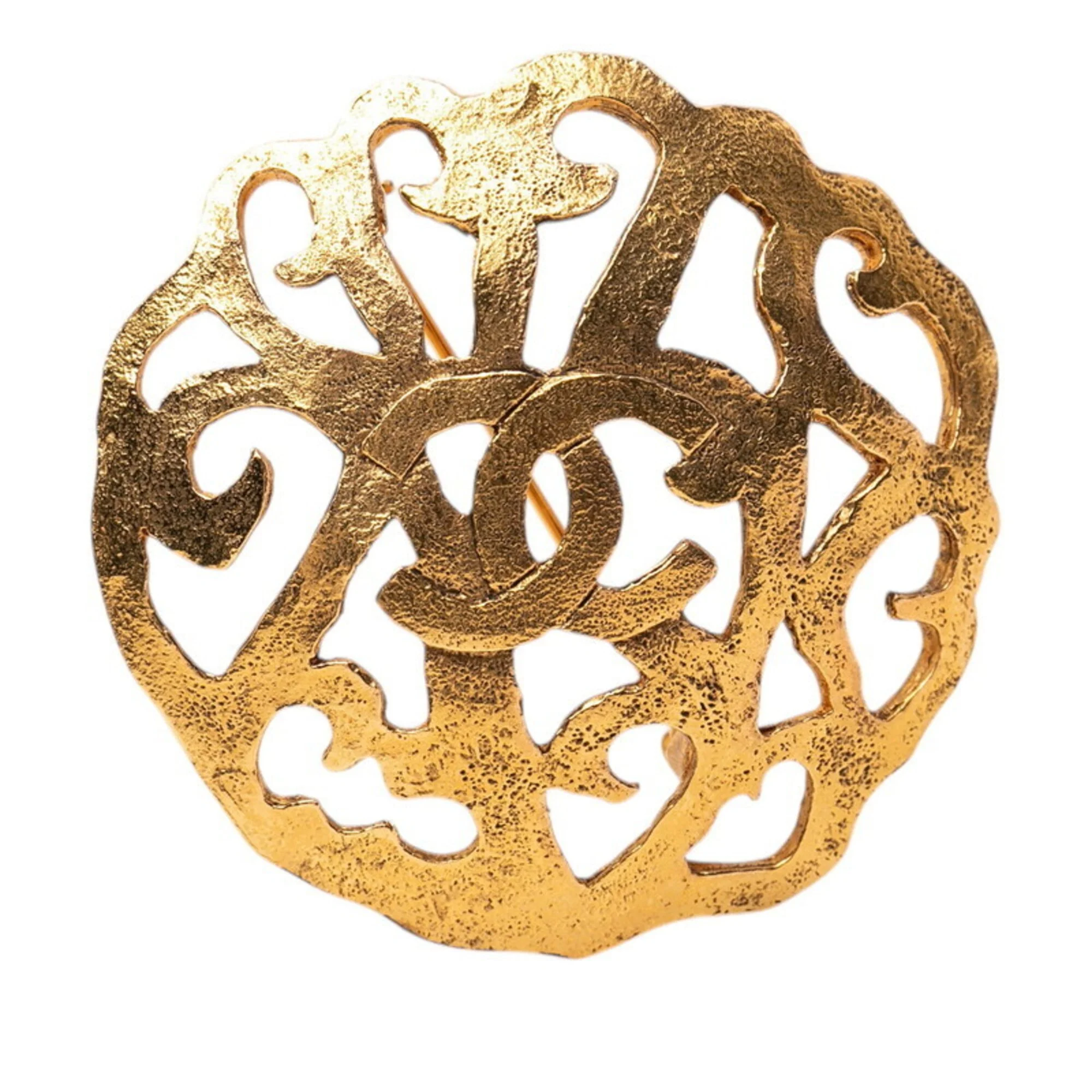 CC Logo Round Brooch Metal
