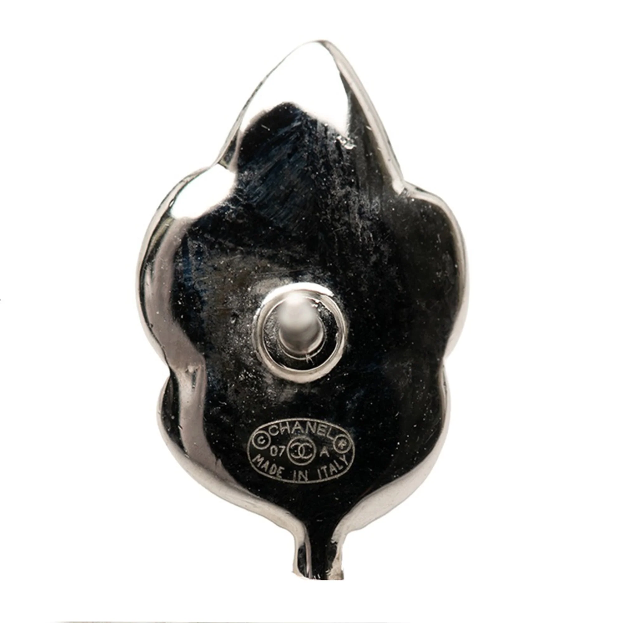 Leaf Motif Brooch Metal Silver with Rhinestone - Image 2