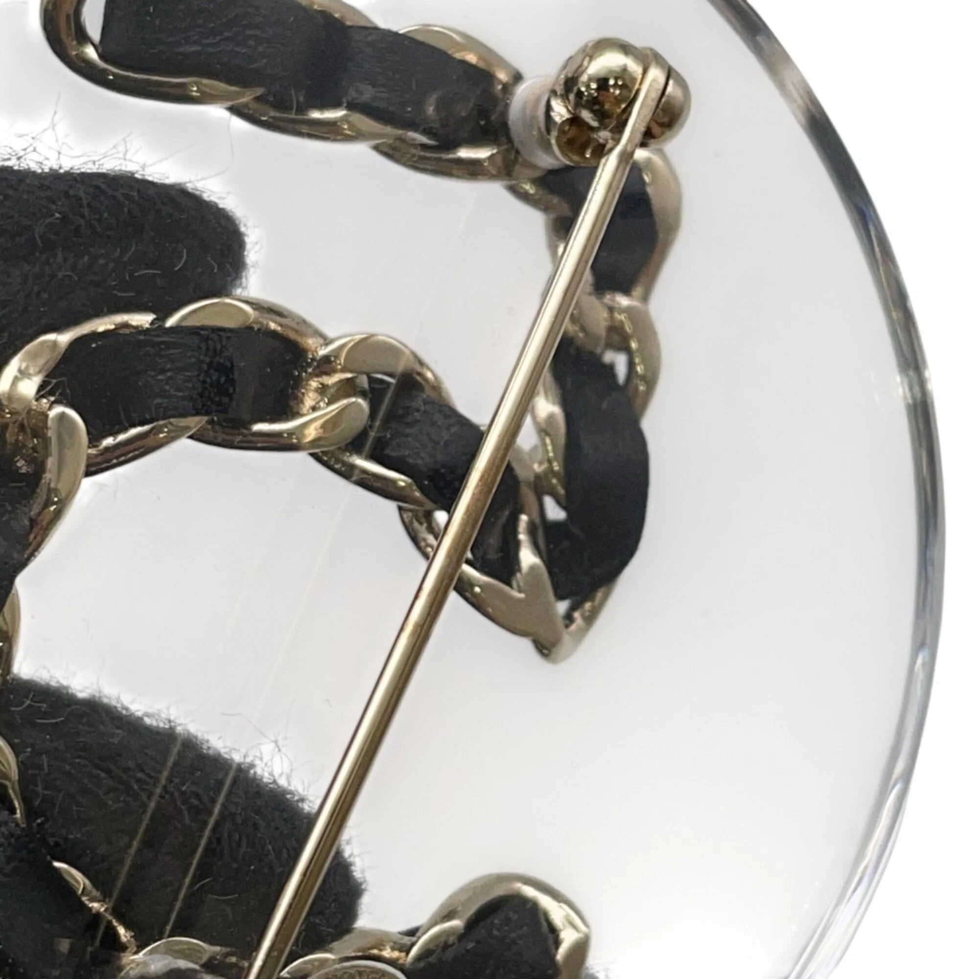 Round No. 5 Brooch Leather Black and Clear - Image 6