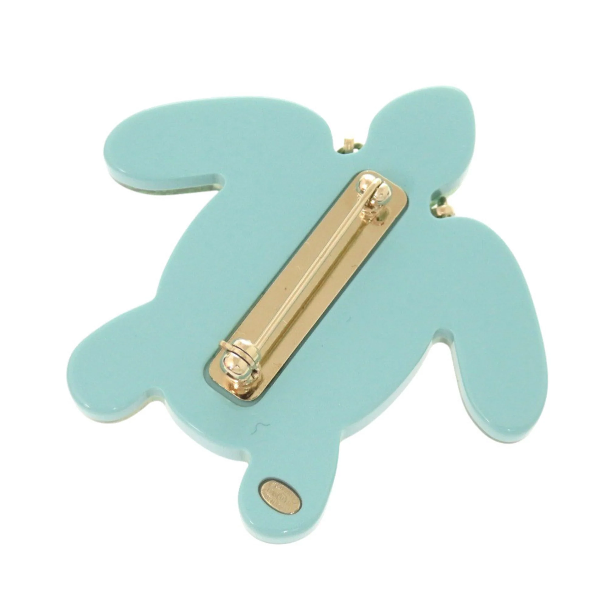 Turtle Motif Brooch Plastic Green - Image 2