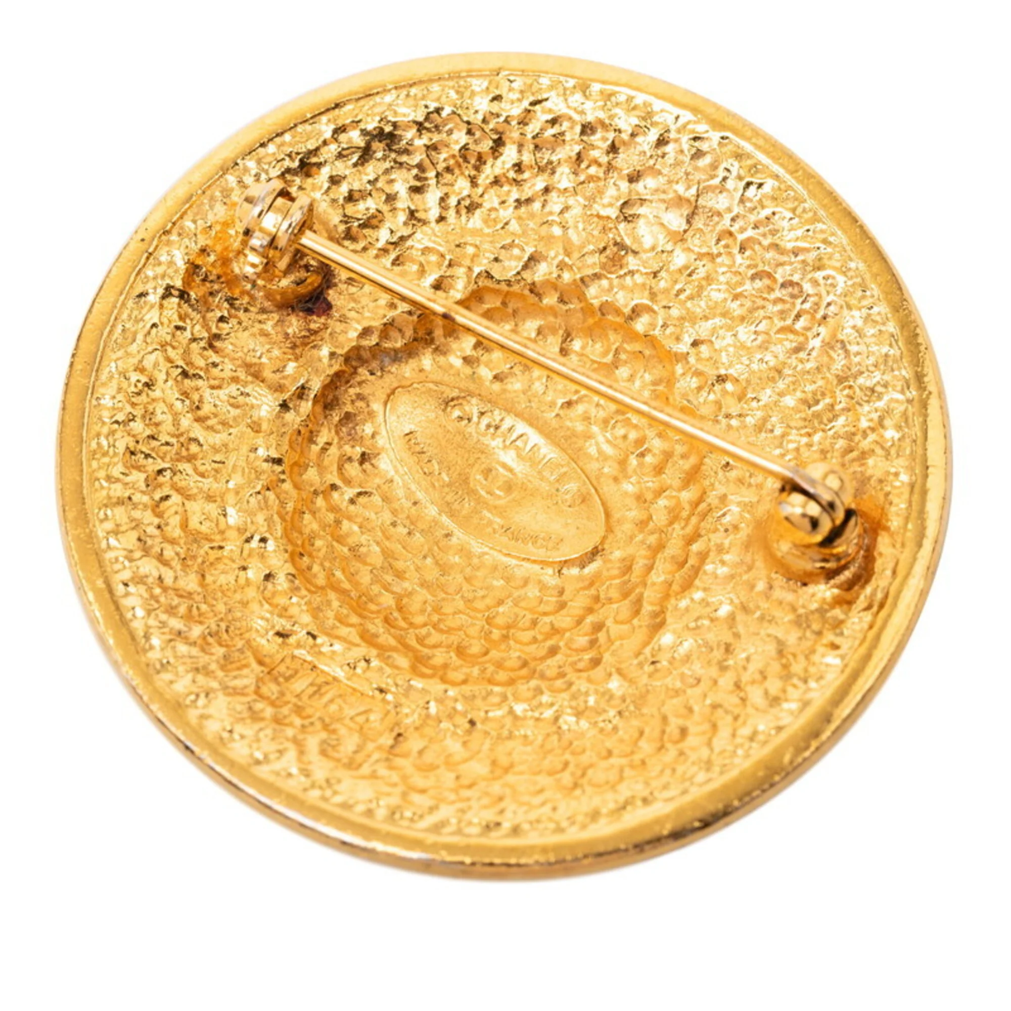 Vintage Round Brooch Gold Plated - Image 3