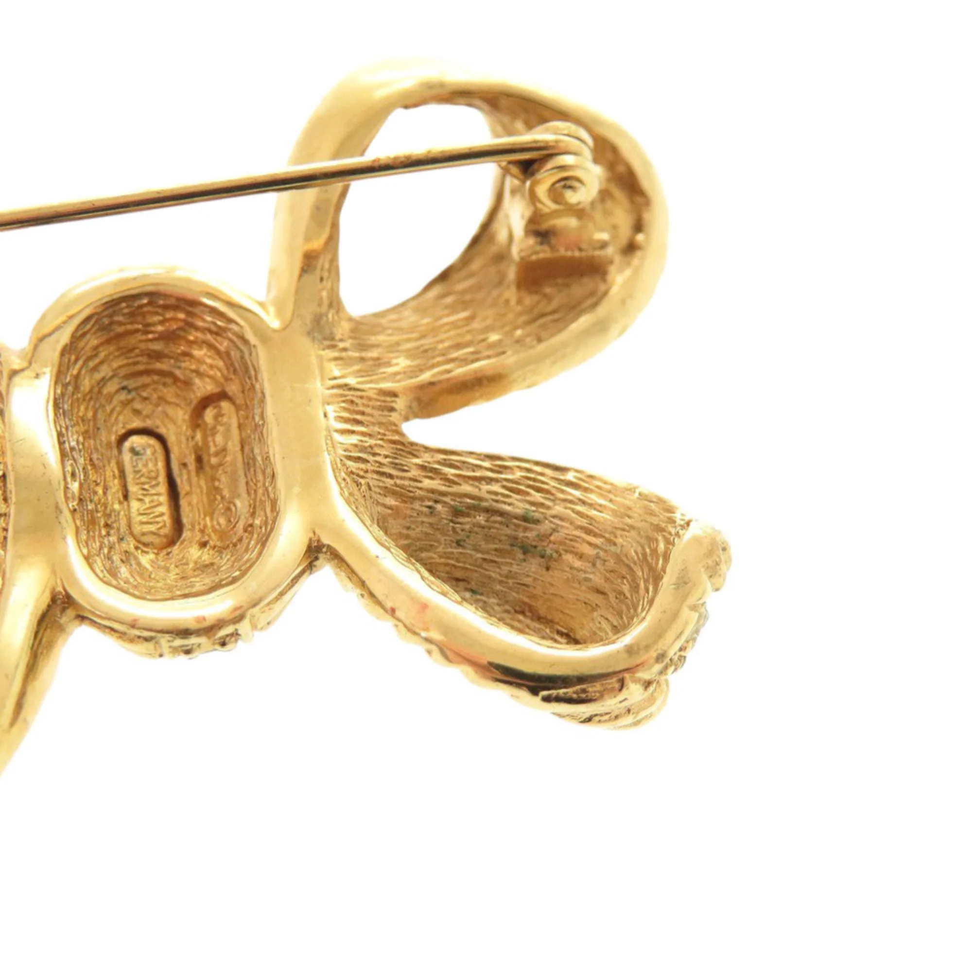 Ribbon Brooch Metal and Rhinestone Gold - Image 5