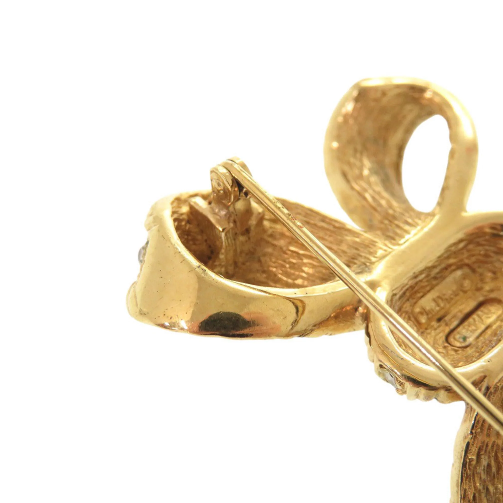 Ribbon Brooch Metal and Rhinestone Gold - Image 7