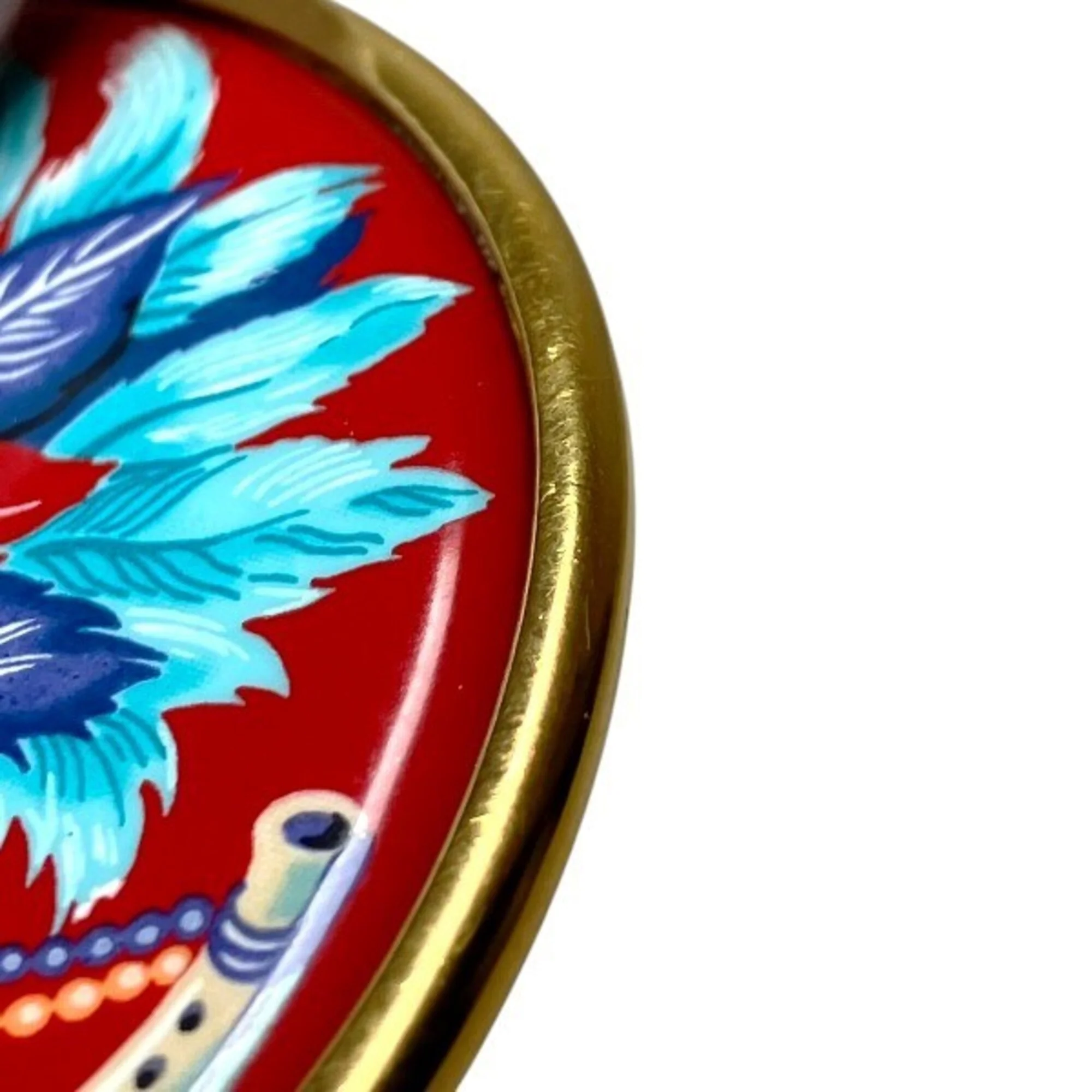 Brooch Cloisonné and Enamel Gold Red - Image 4