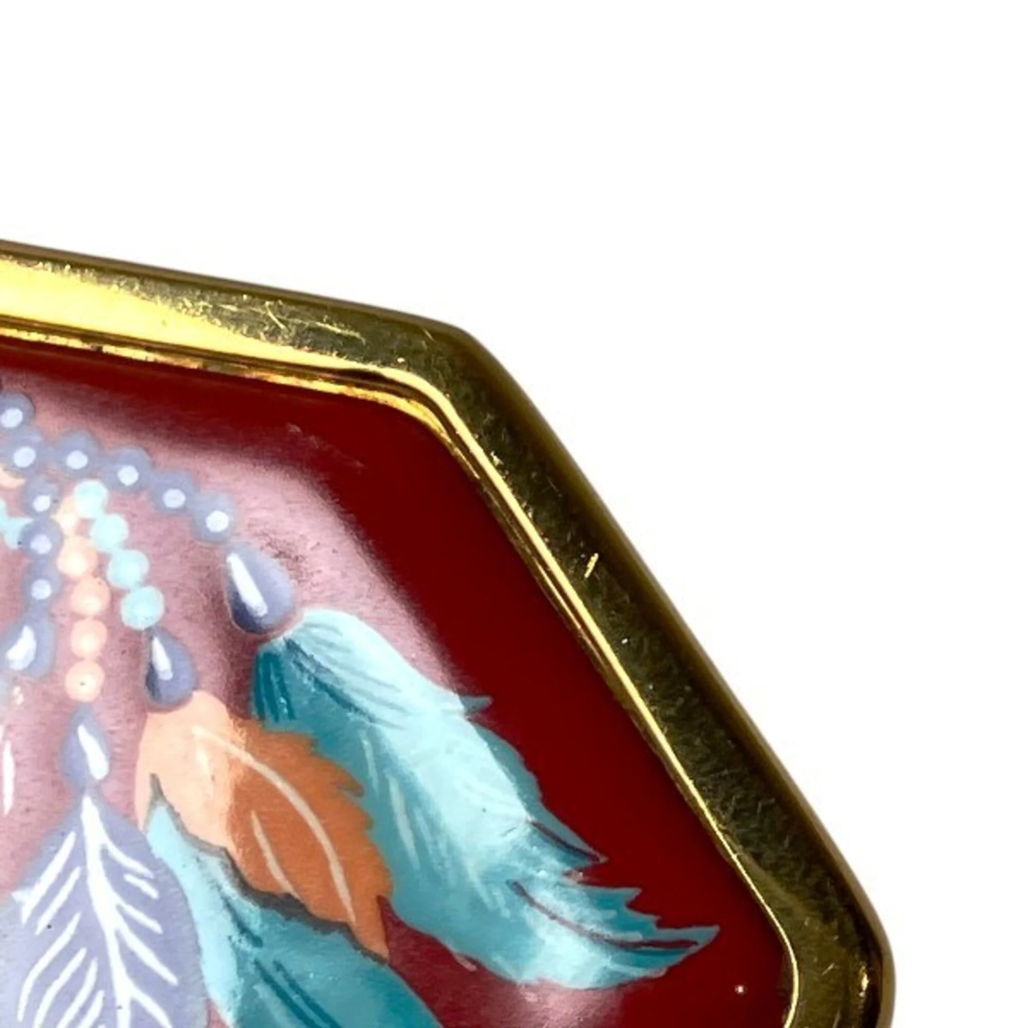 Brooch Cloisonné and Enamel Gold Red - Image 5