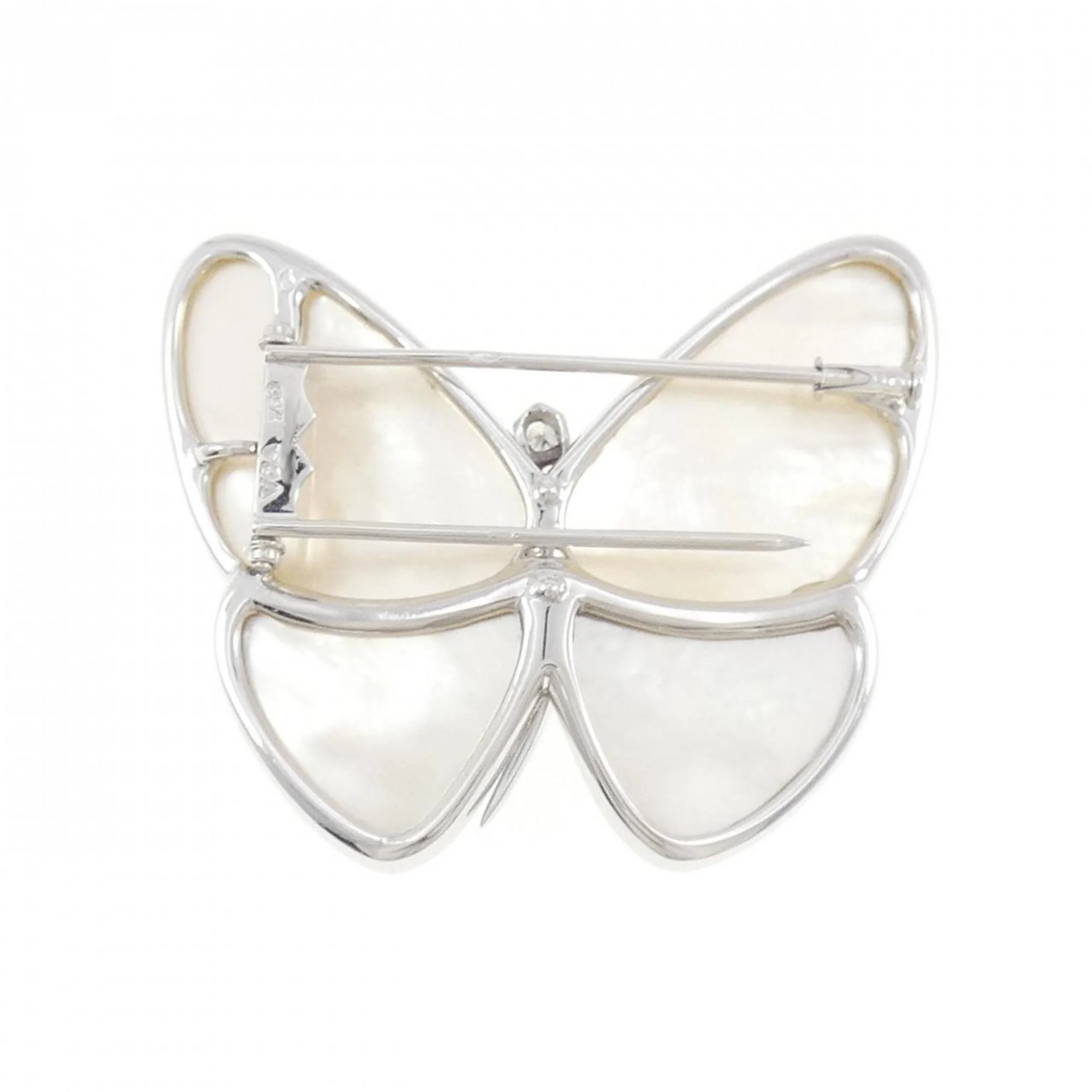 Papillon Brooch 18K White Gold with Diamond and Mother of Pearl - Image 3