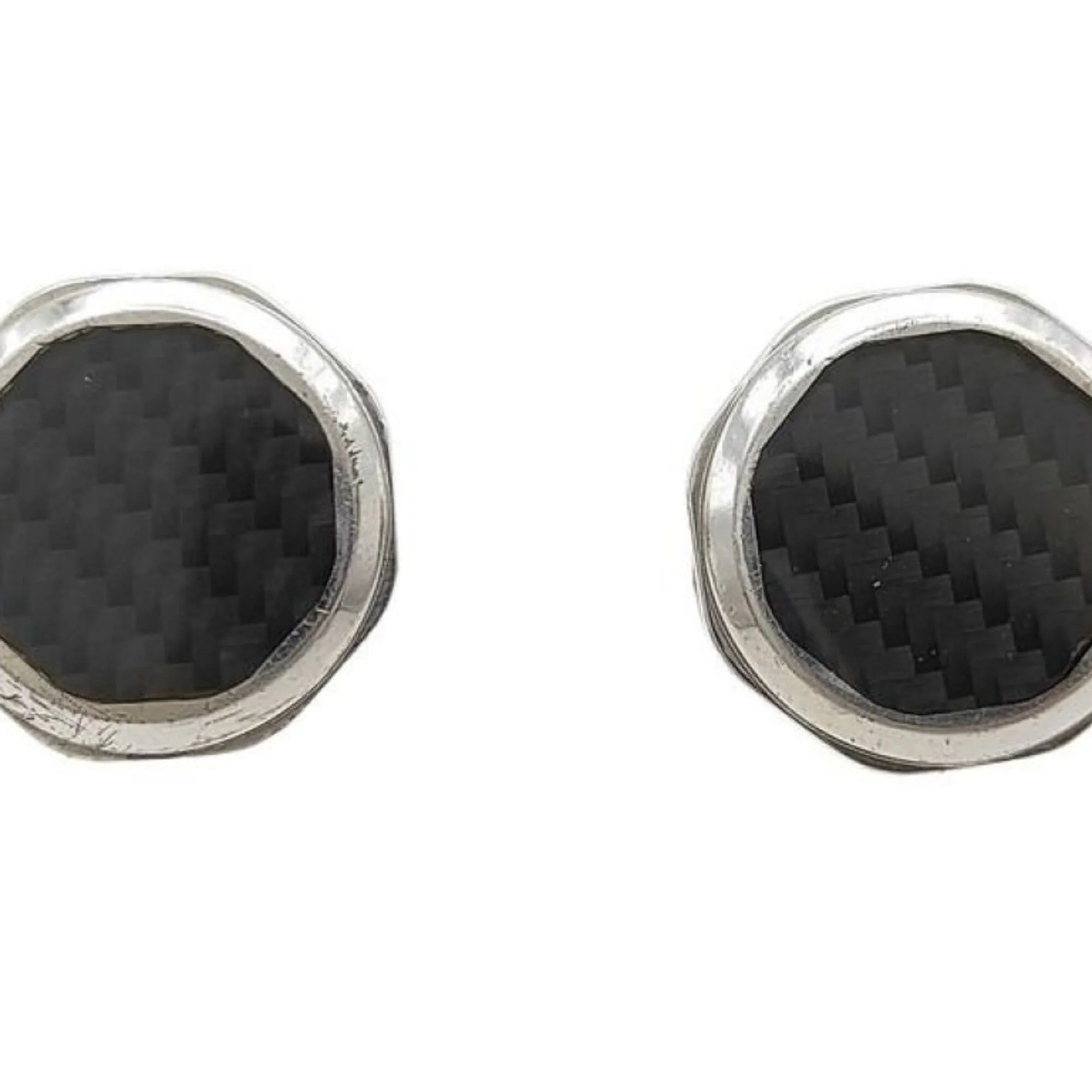 Octo Cufflinks Sterling Silver Black Carbon Bracelet