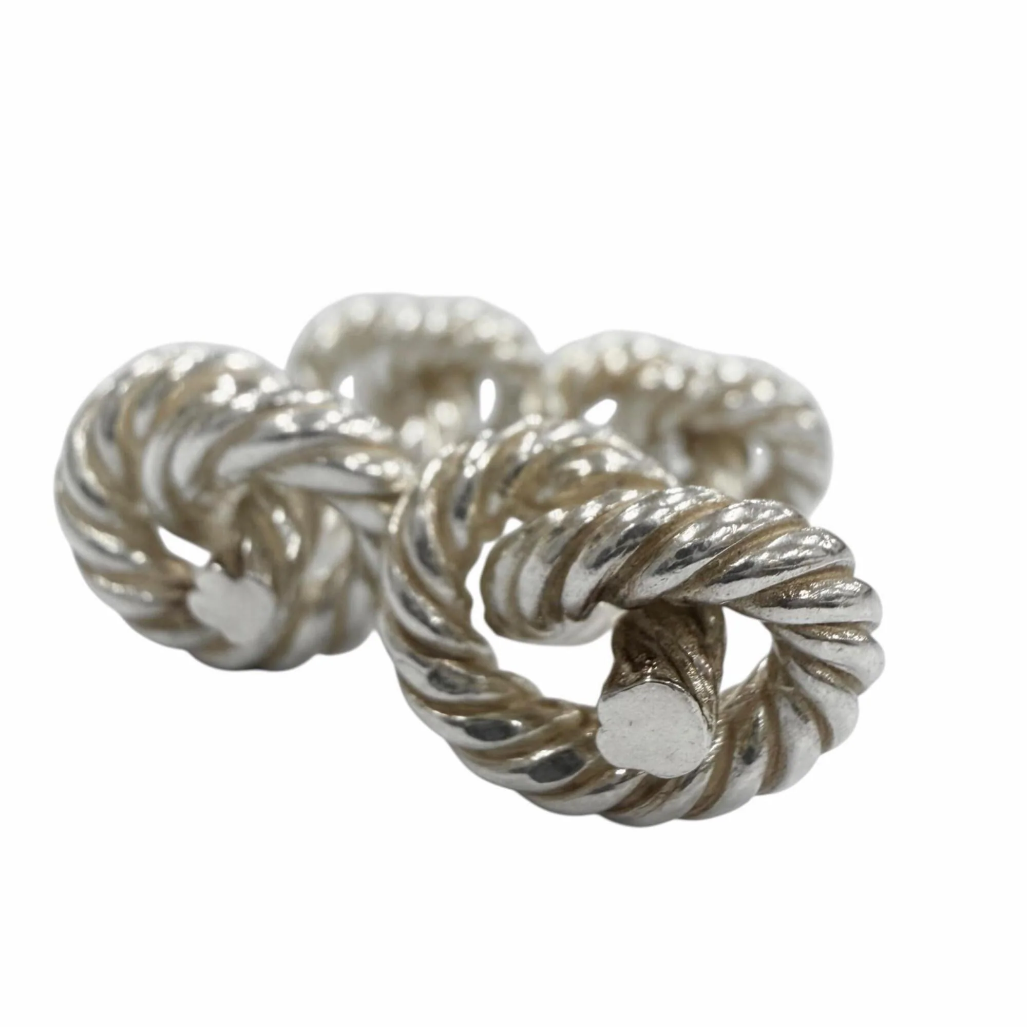 Rope Motif Cufflinks Sterling Silver Bracelet
