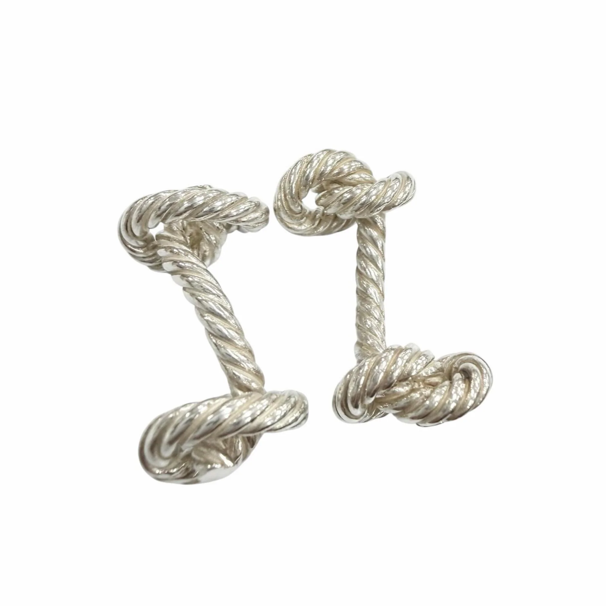 Rope Motif Cufflinks Sterling Silver Bracelet - Image 2
