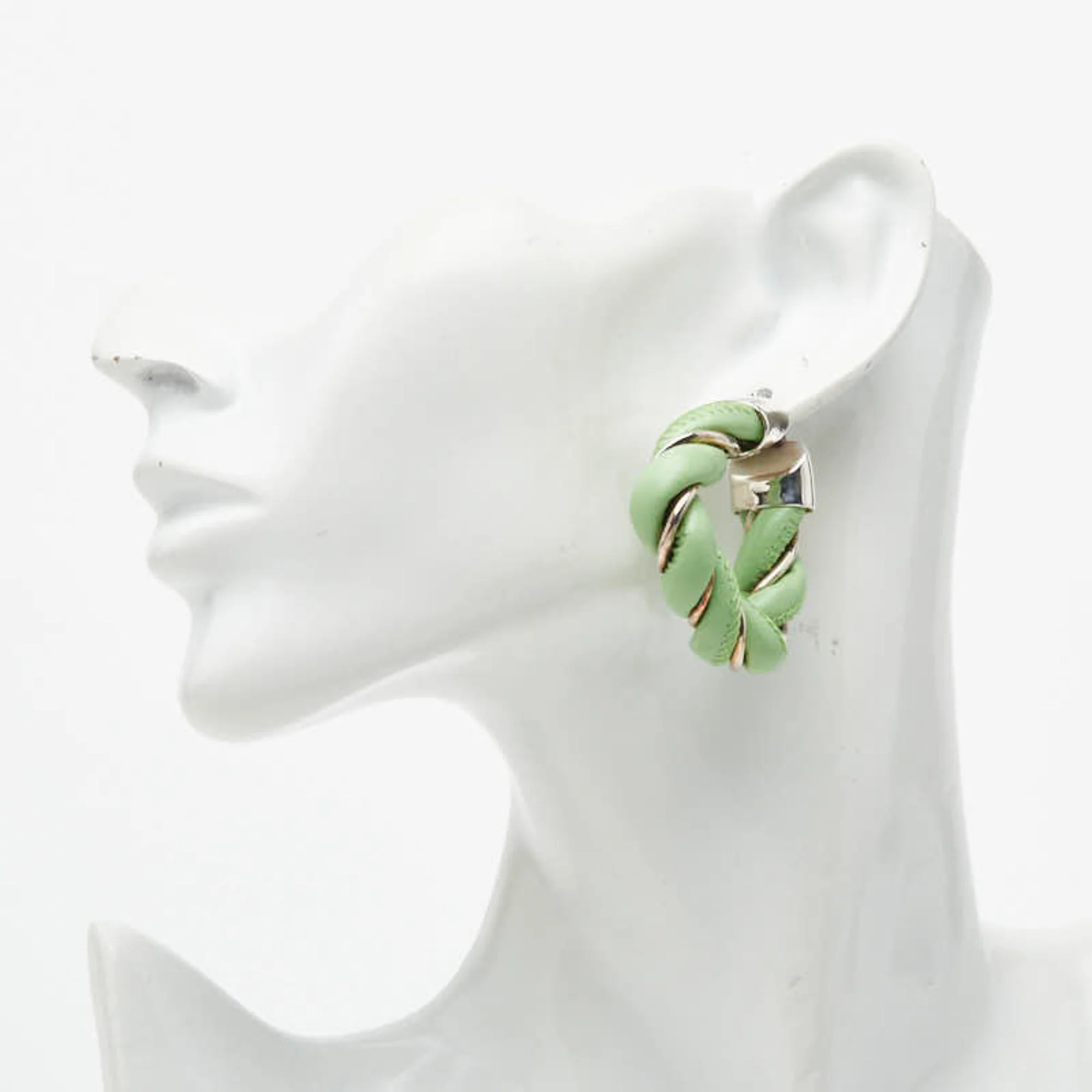 Earrings Hoop Leather and Sterling Silver - Image 5