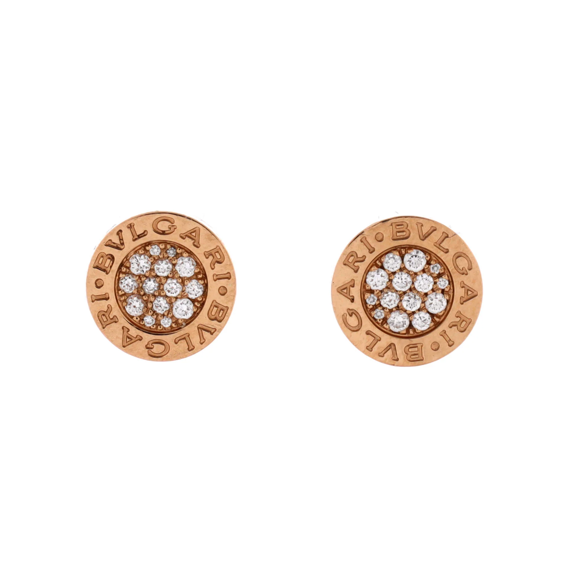 Bvlgari Bvlgari Stud Earrings 18K Rose Gold and Diamonds