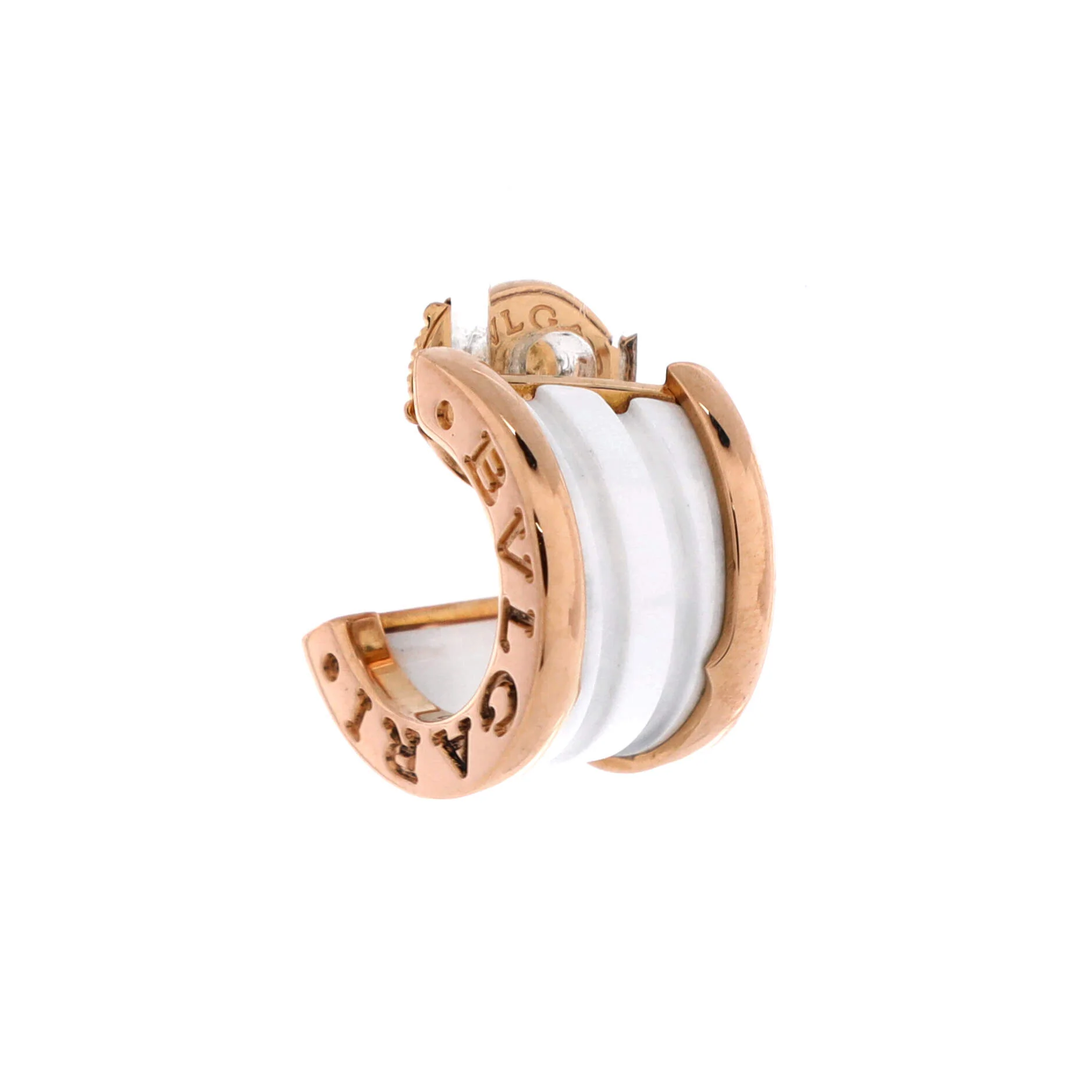 B.Zero1 Hoop Earrings 18K Rose Gold and Ceramic - Image 3