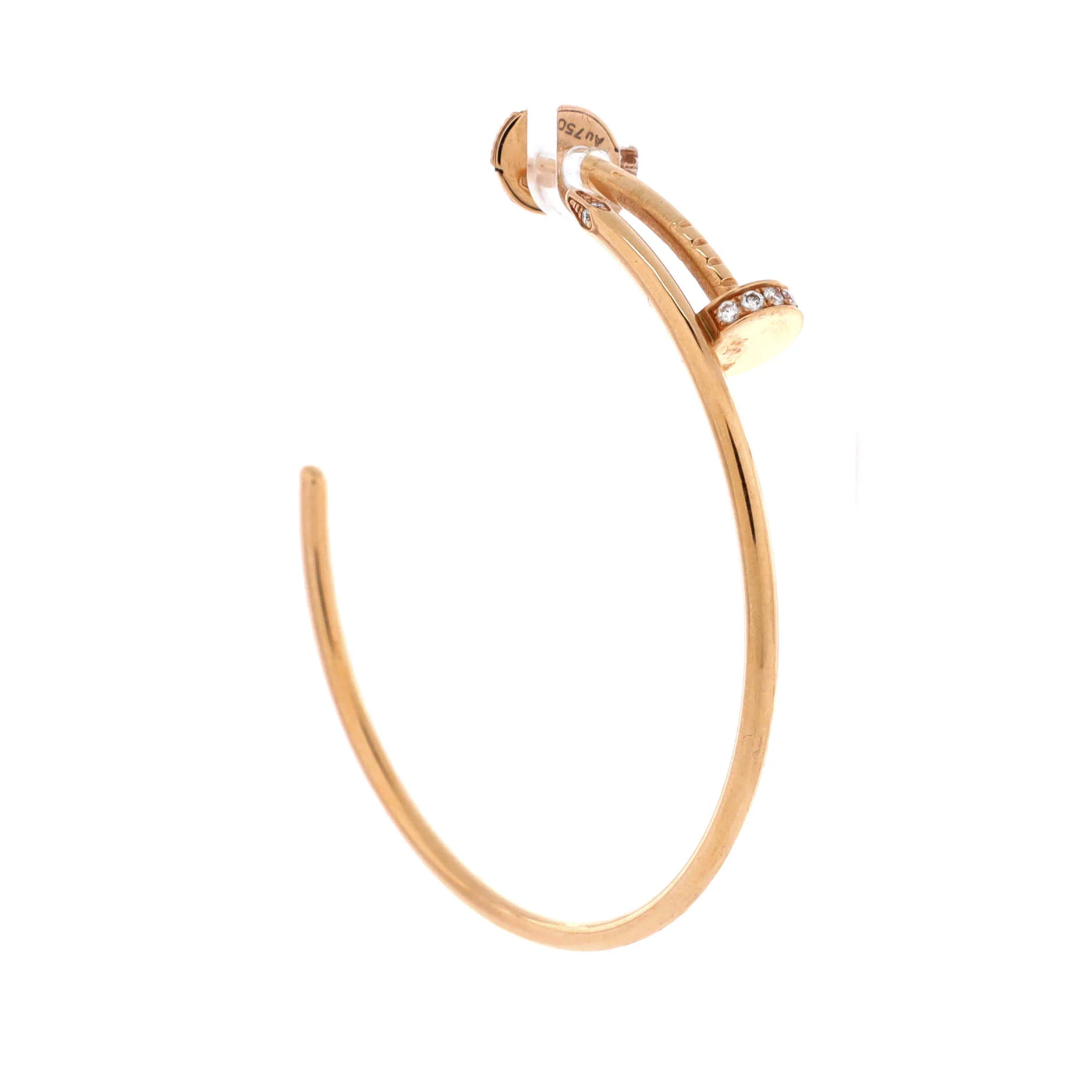 Juste un Clou Hoop Earrings 18K Rose Gold with Diamonds XL - Image 3