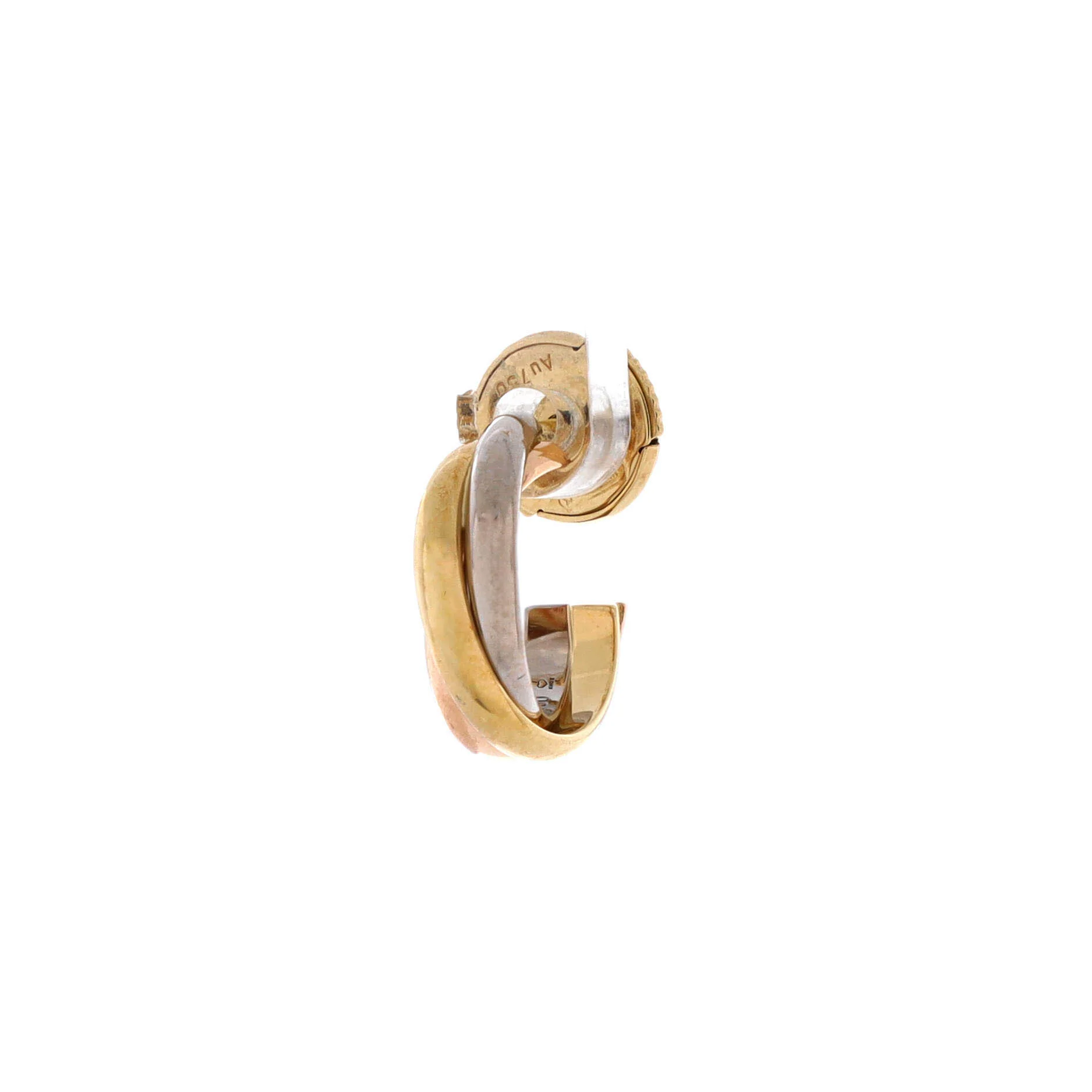 Trinity Hoop Earrings 18K Tricolor Gold 13mm - Image 2