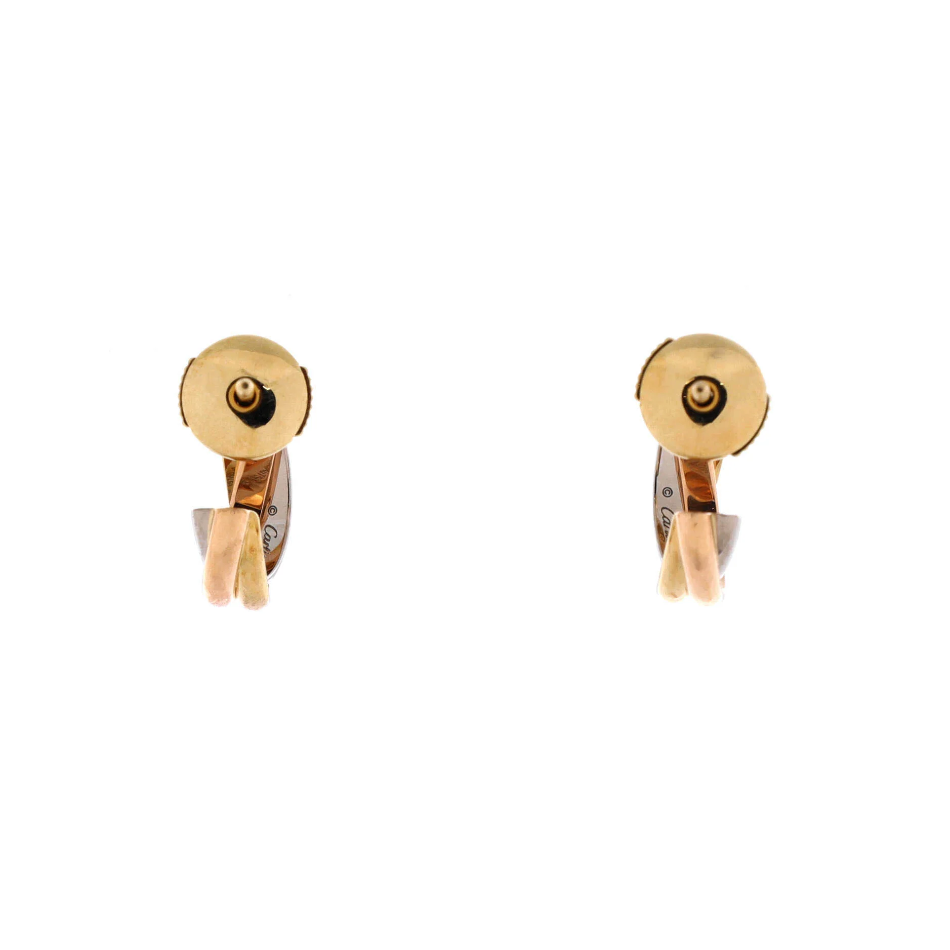 Trinity Hoop Earrings 18K Tricolor Gold 13mm - Image 3