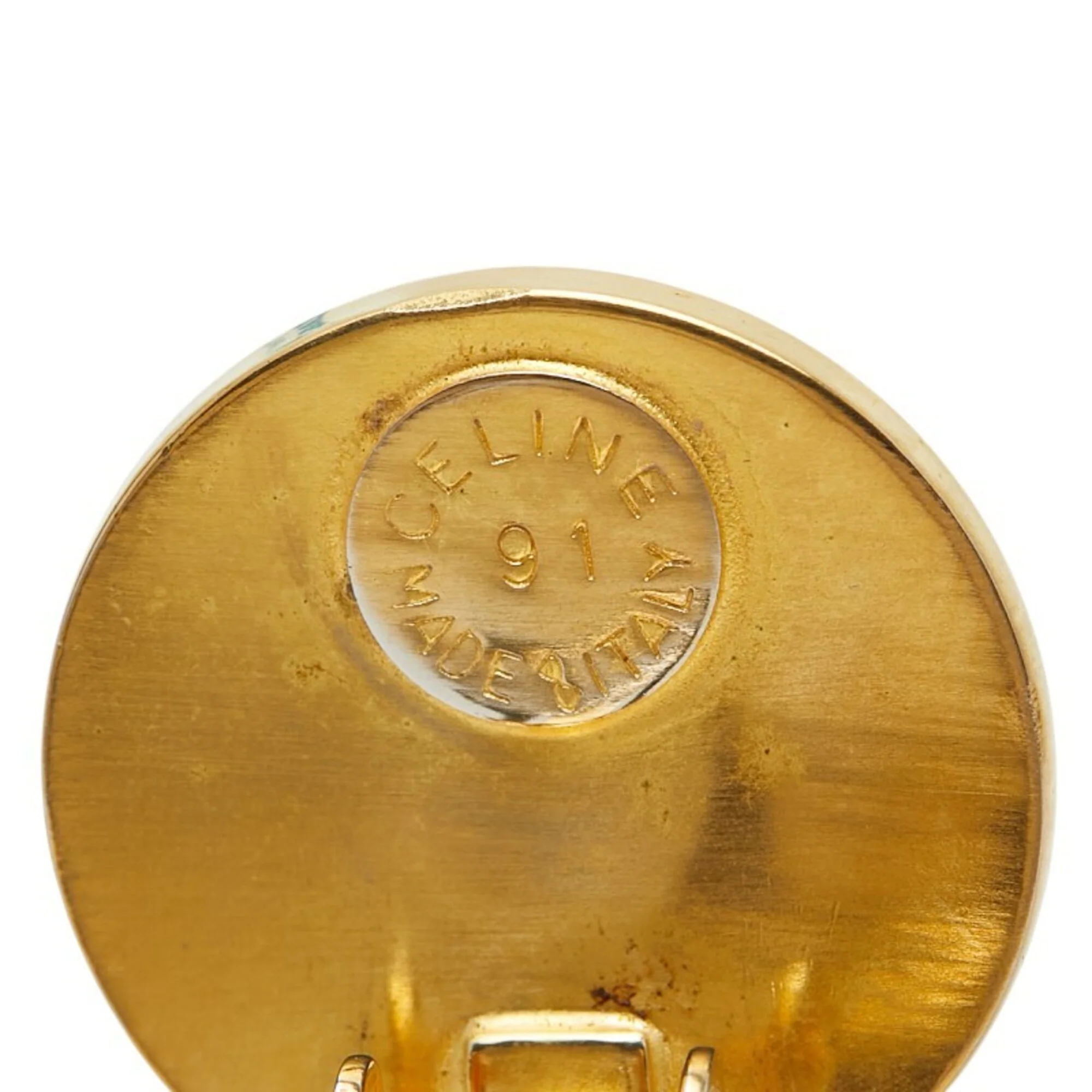Vintage Earrings Logo Gold-Tone Metal - Image 4