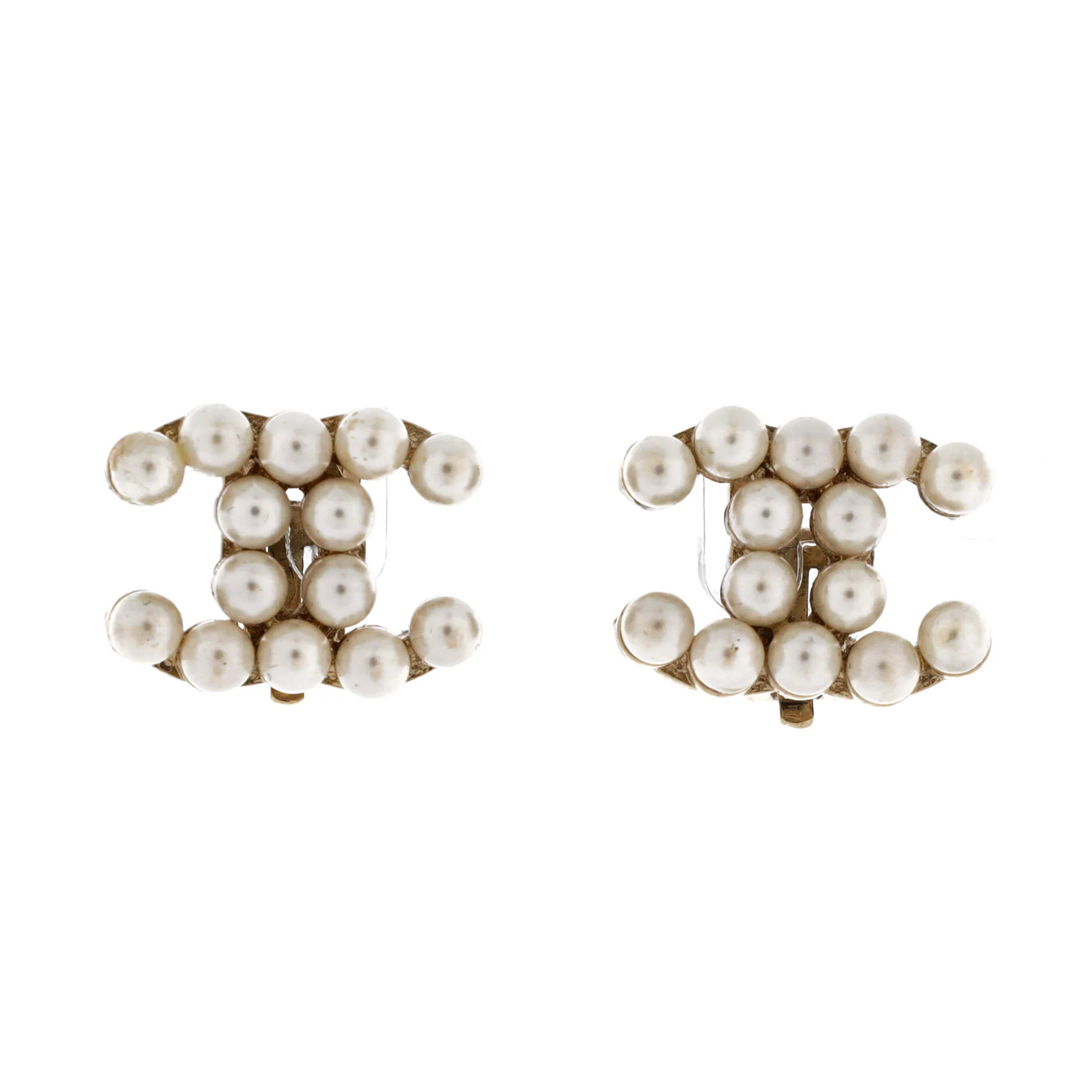 CC Clip-On Earrings Metal and Faux Pearls