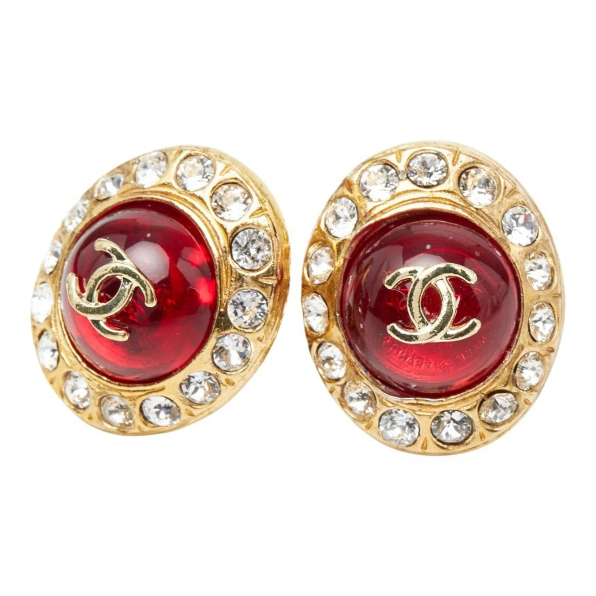 CC Logo Clip-On Earrings Gold-Tone Metal