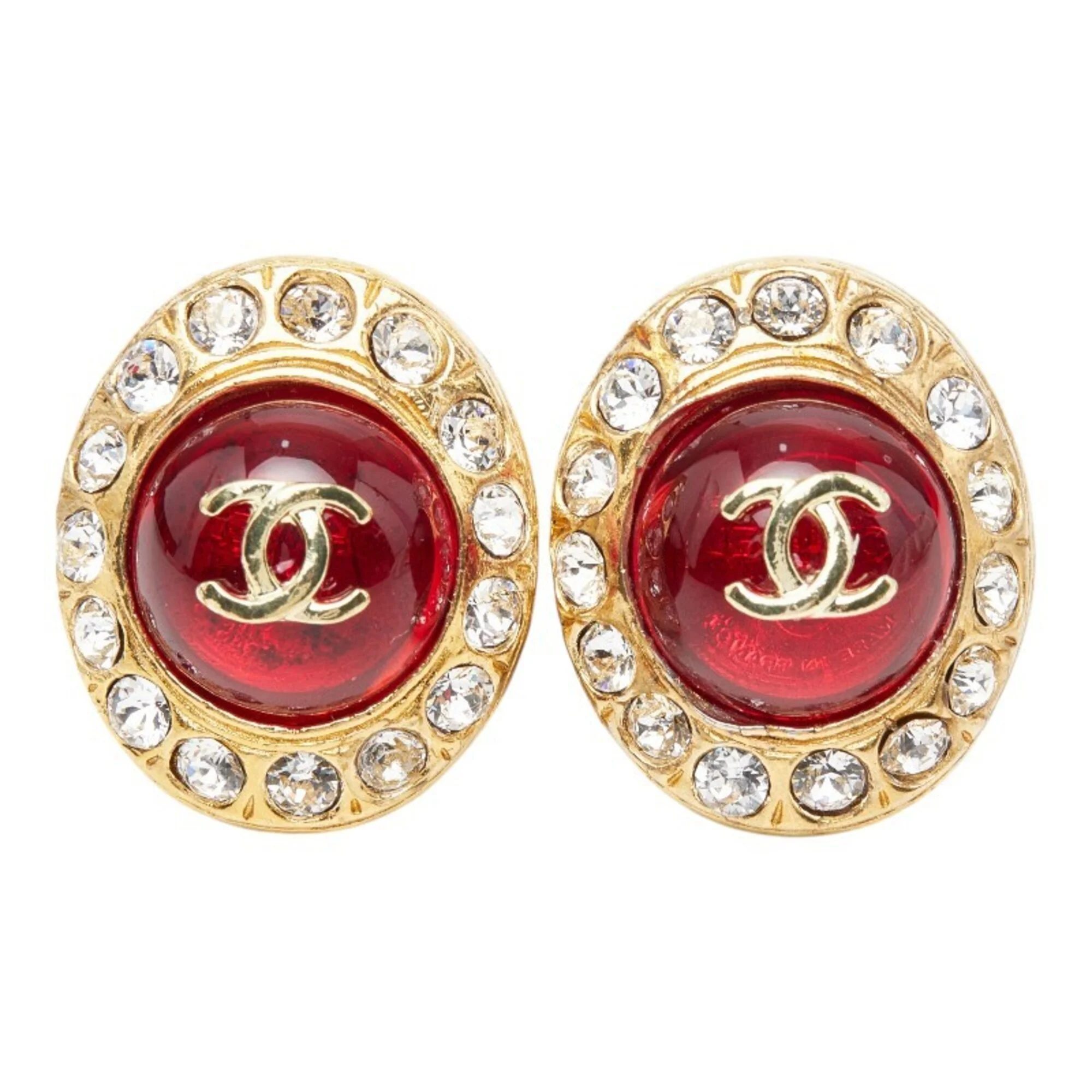 CC Logo Clip-On Earrings Gold-Tone Metal - Image 2