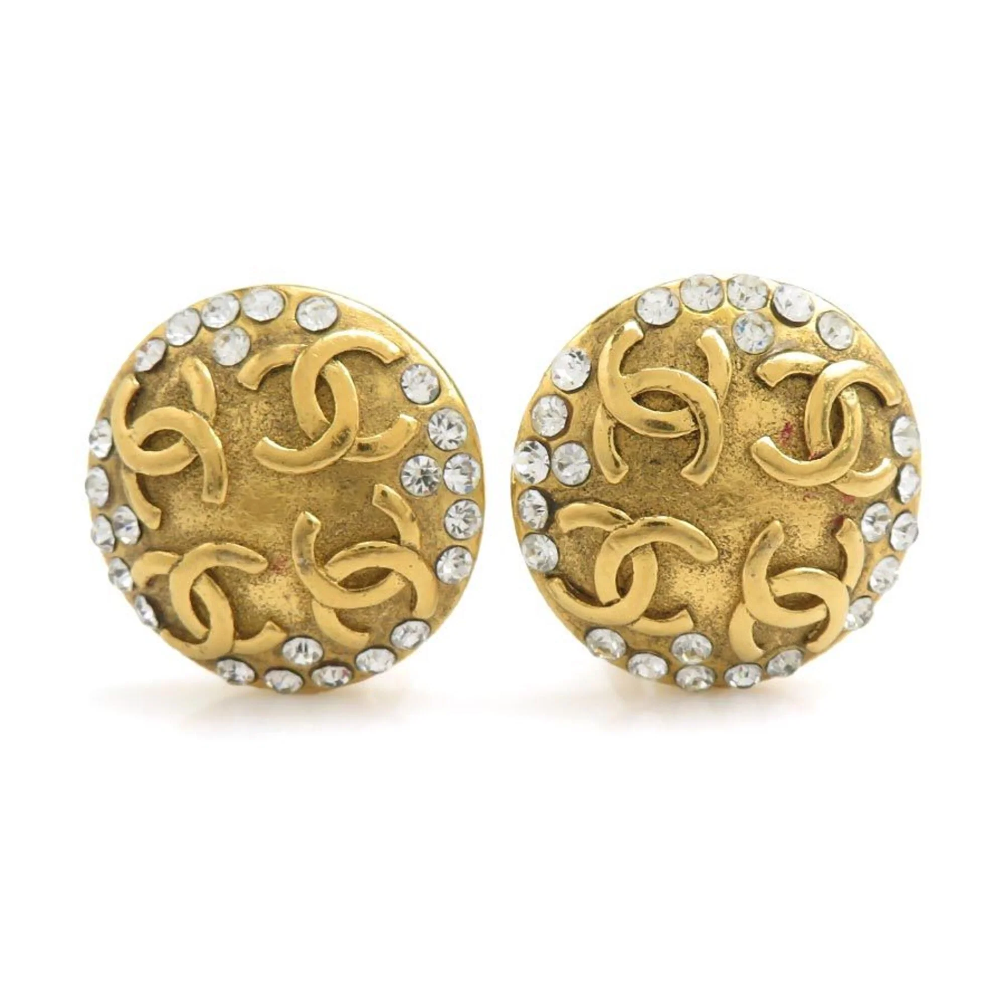 CC Logo Clip-On Earrings Gold-Tone Metal