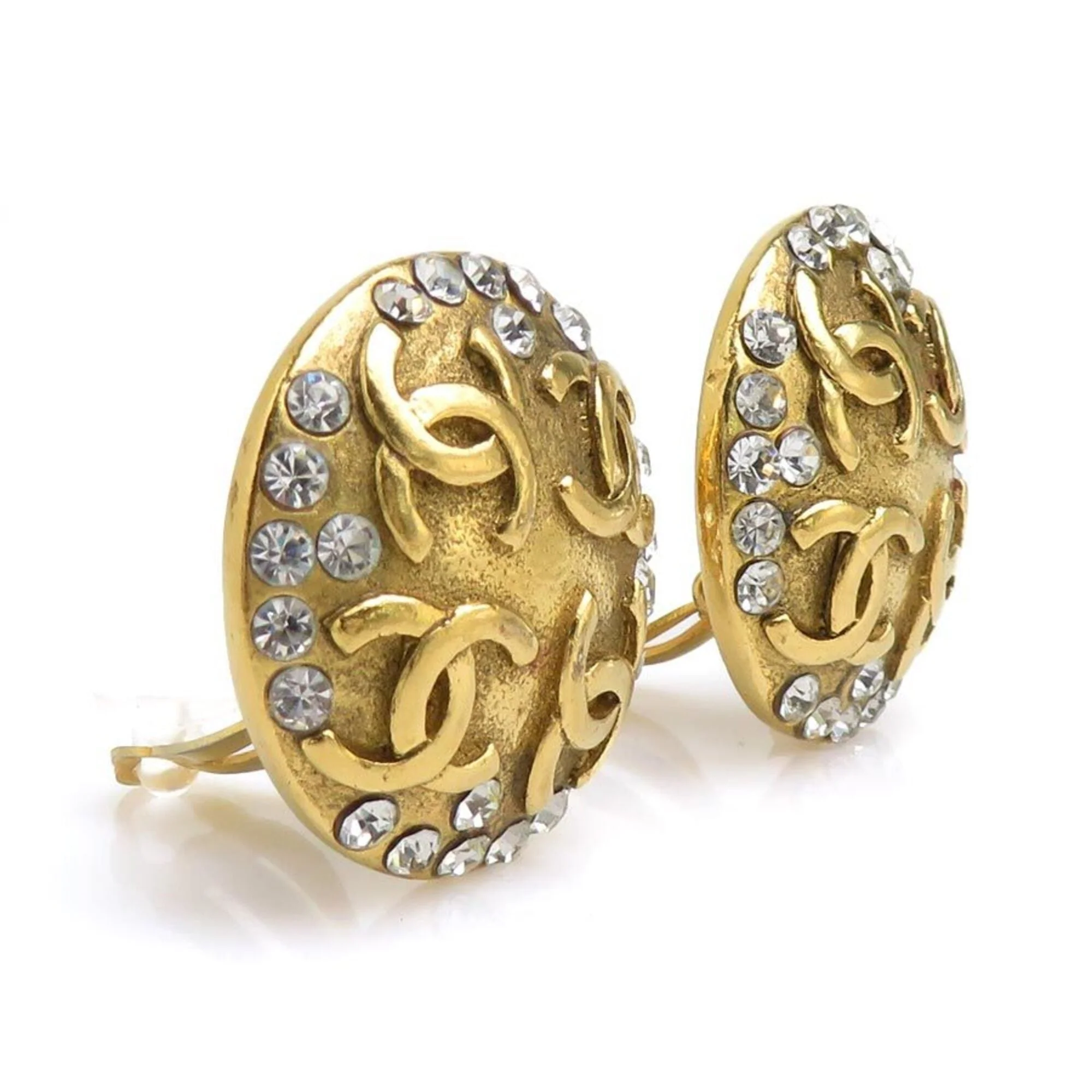 CC Logo Clip-On Earrings Gold-Tone Metal - Image 2