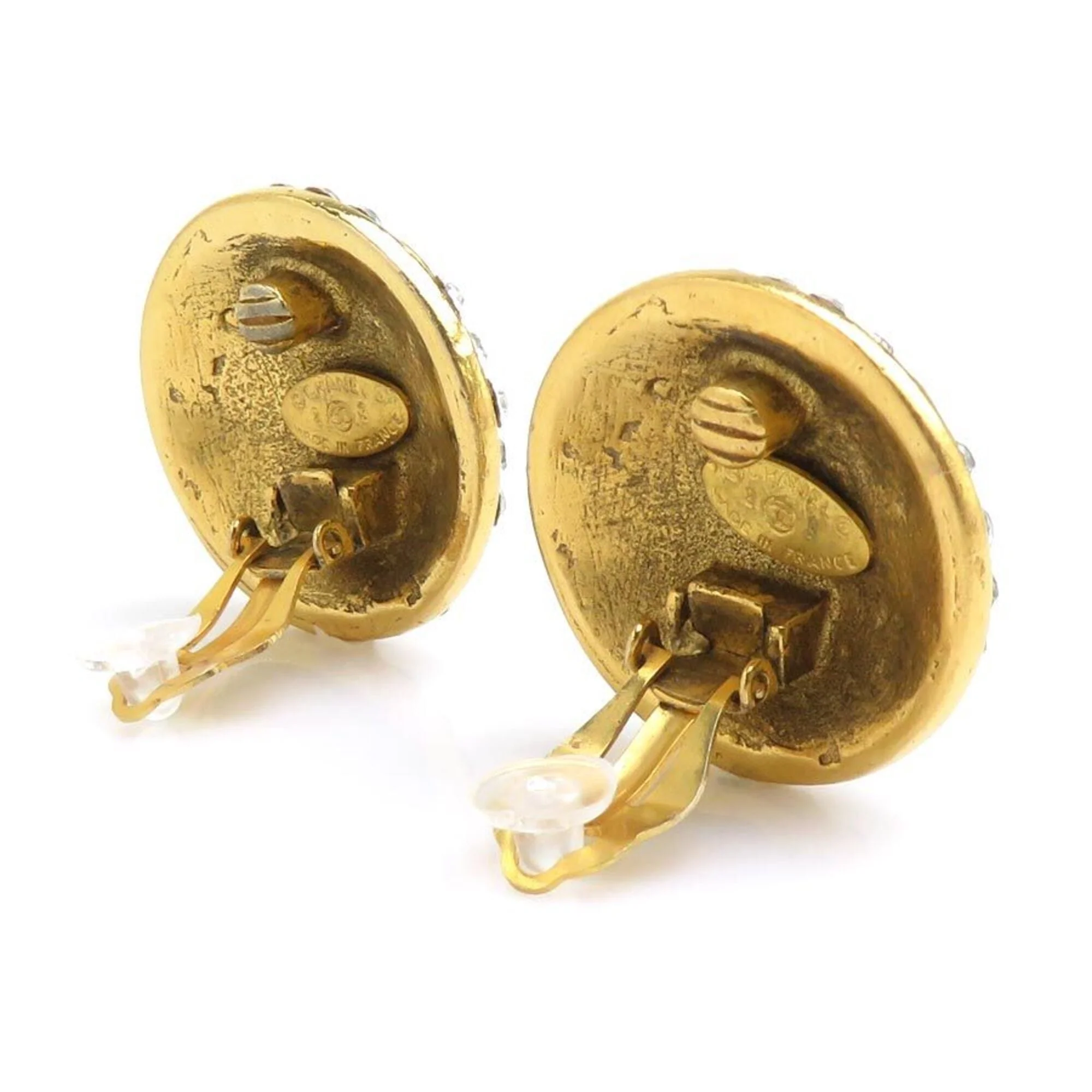 CC Logo Clip-On Earrings Gold-Tone Metal - Image 3
