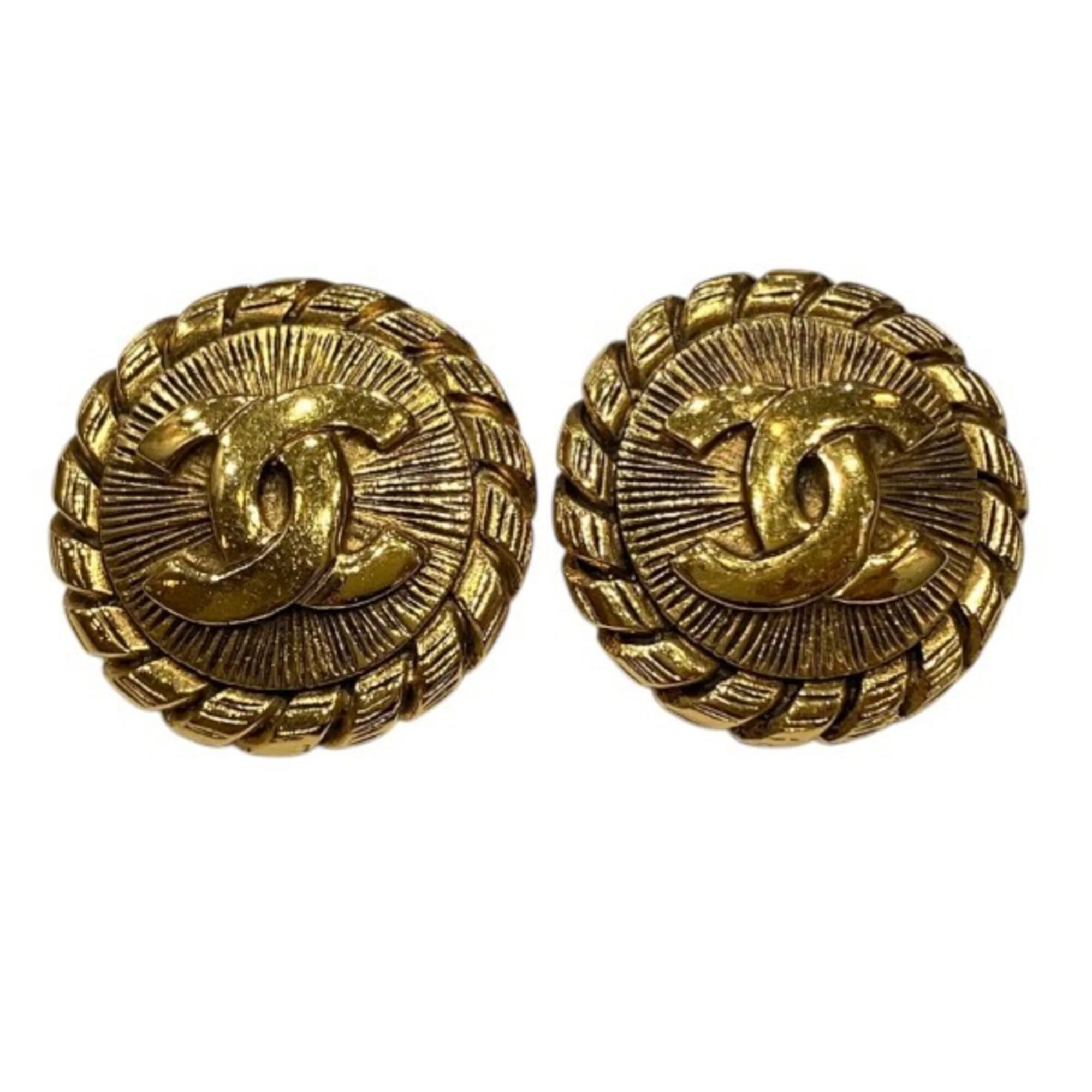 CC Logo Clip-On Earrings Gold-Tone Metal Gold-Tone Metal