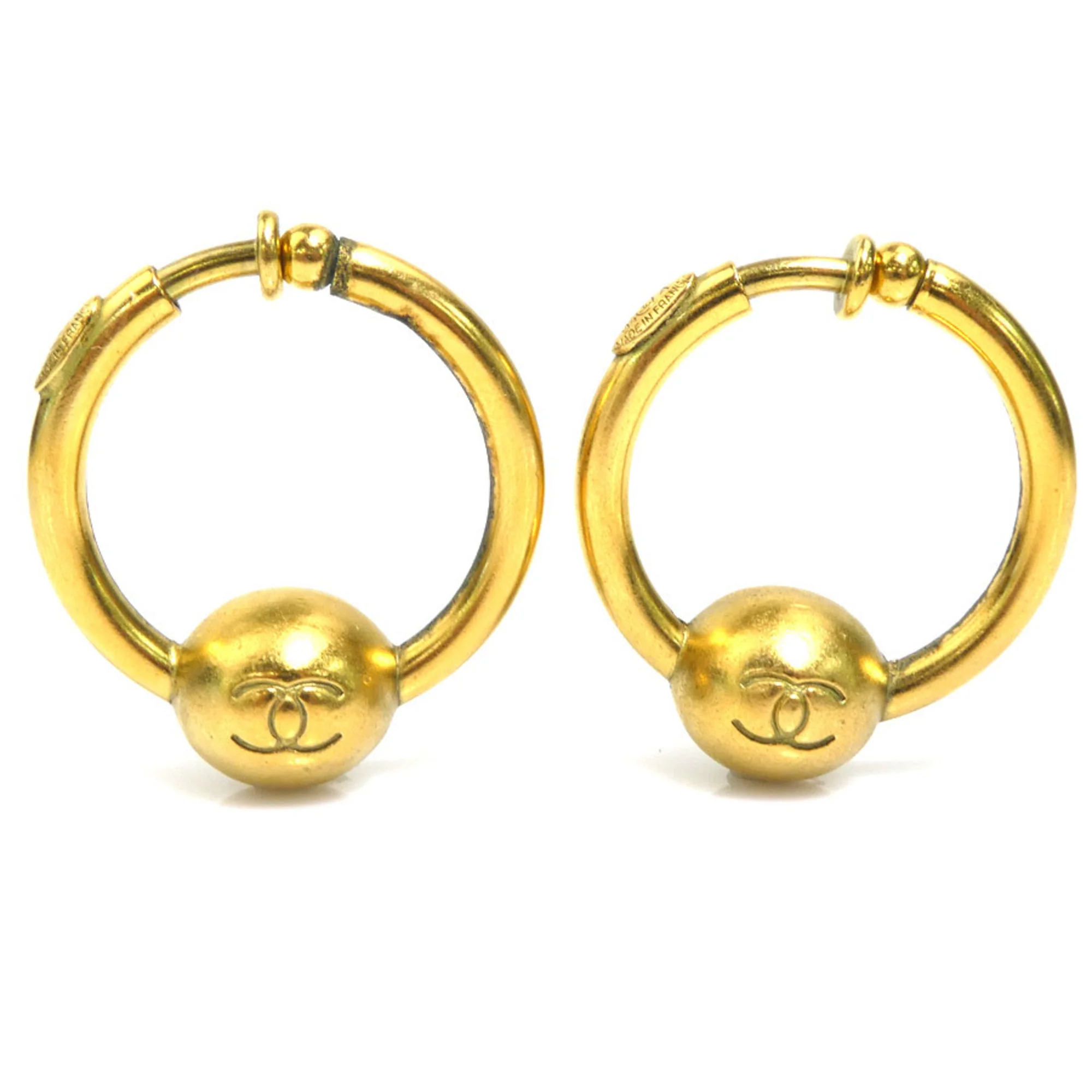 CC Logo Clip-On Earrings Gold-Tone Metal Gold-Tone Metal