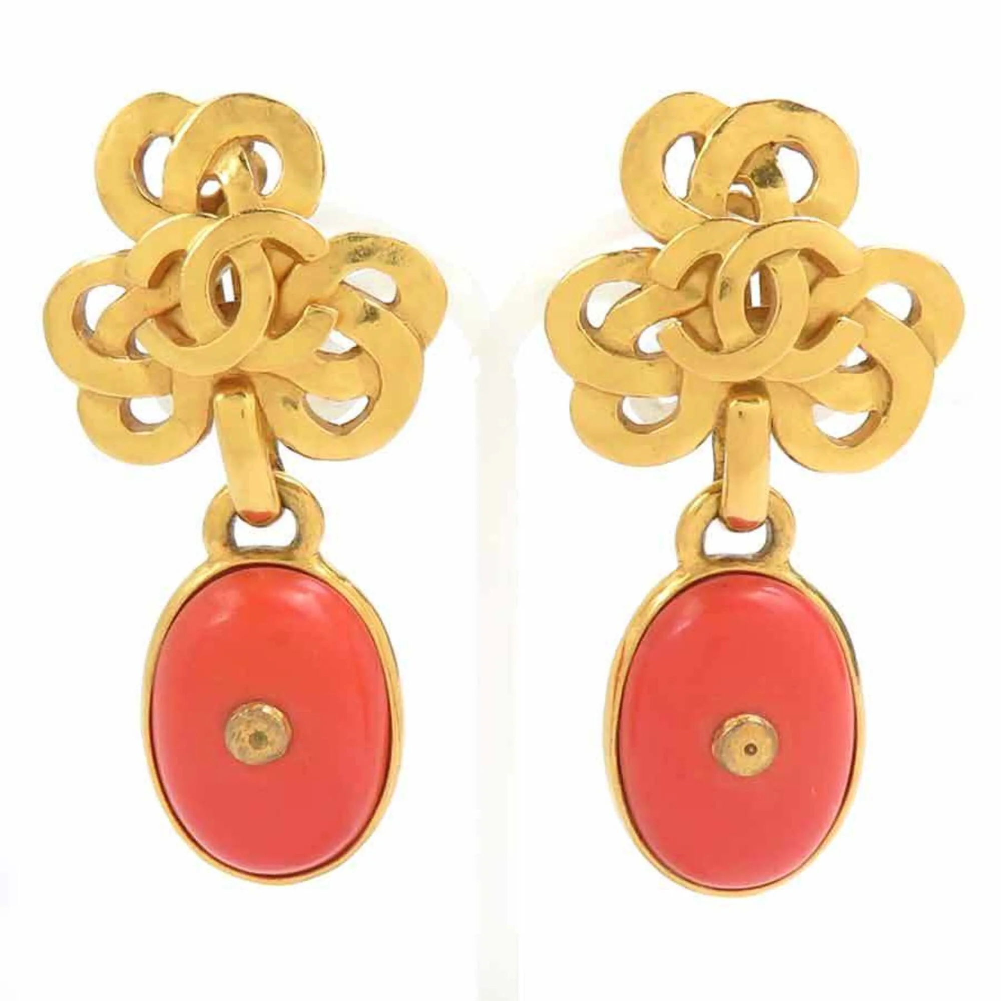 CC Logo Clip-On Earrings Gold-Tone Metal Gold-Tone Metal