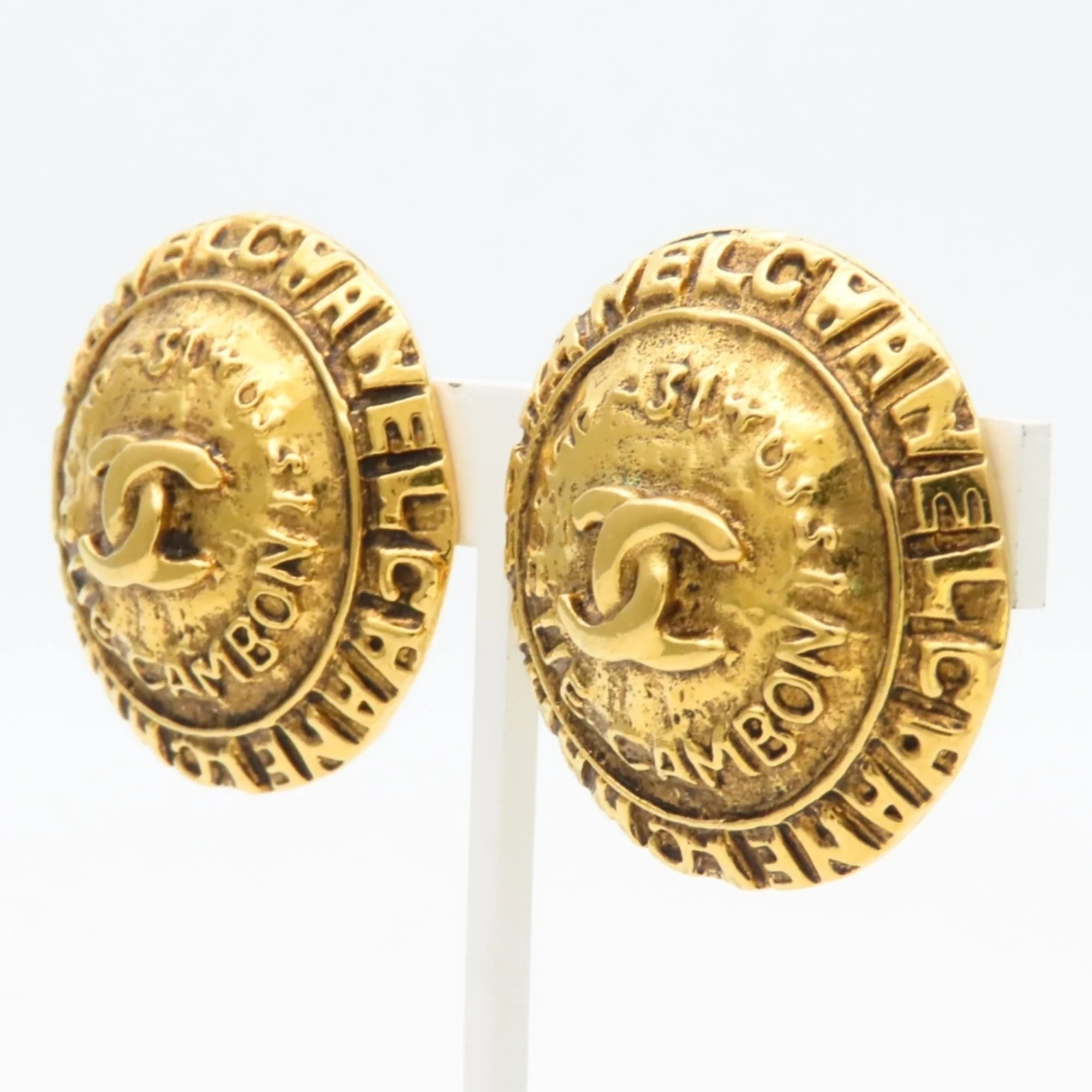 CC Logo Clip-On Earrings Gold-Tone Metal Gold-Tone Metal - Image 3