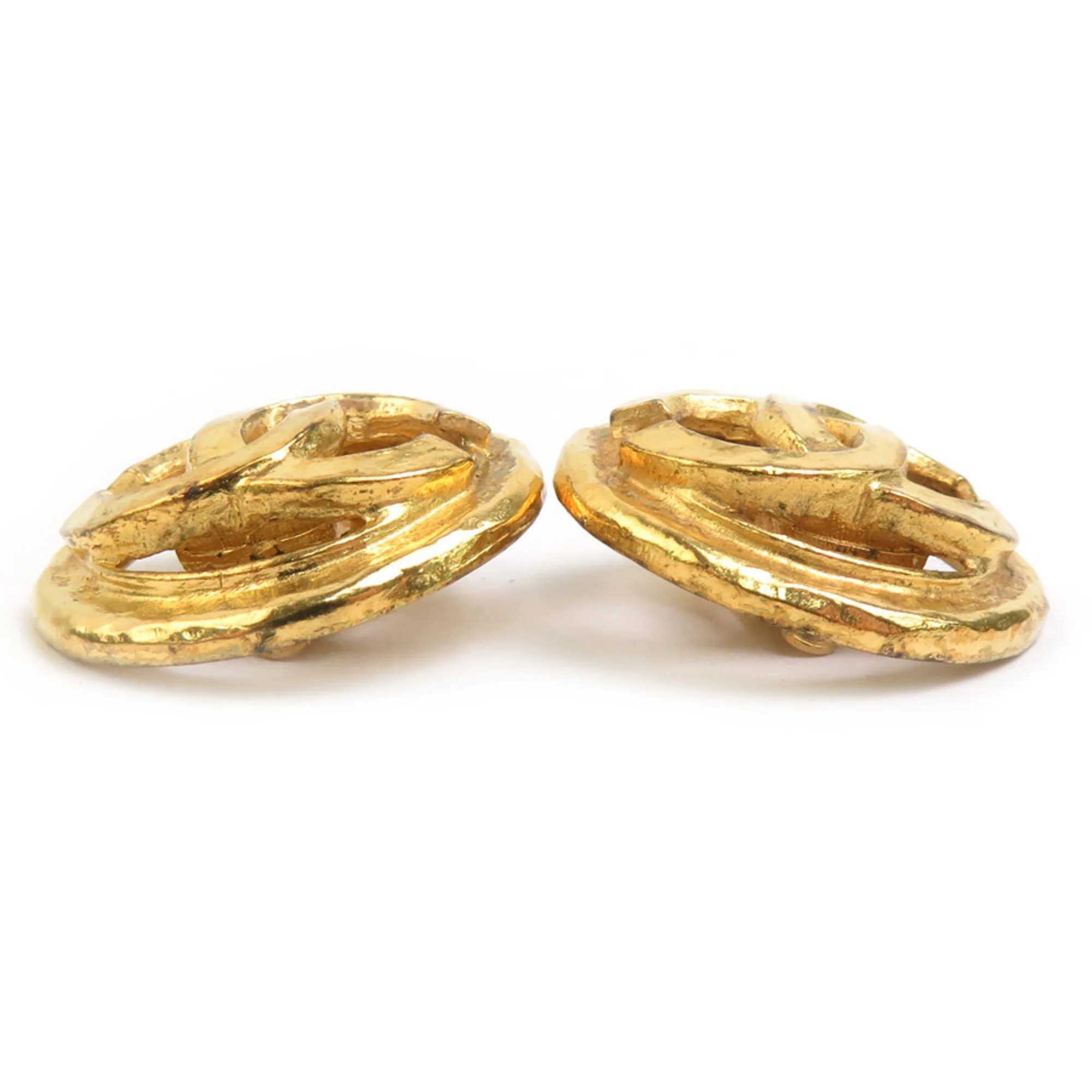 CC Logo Clip-On Earrings Gold-Tone Metal Gold-Tone Metal - Image 4