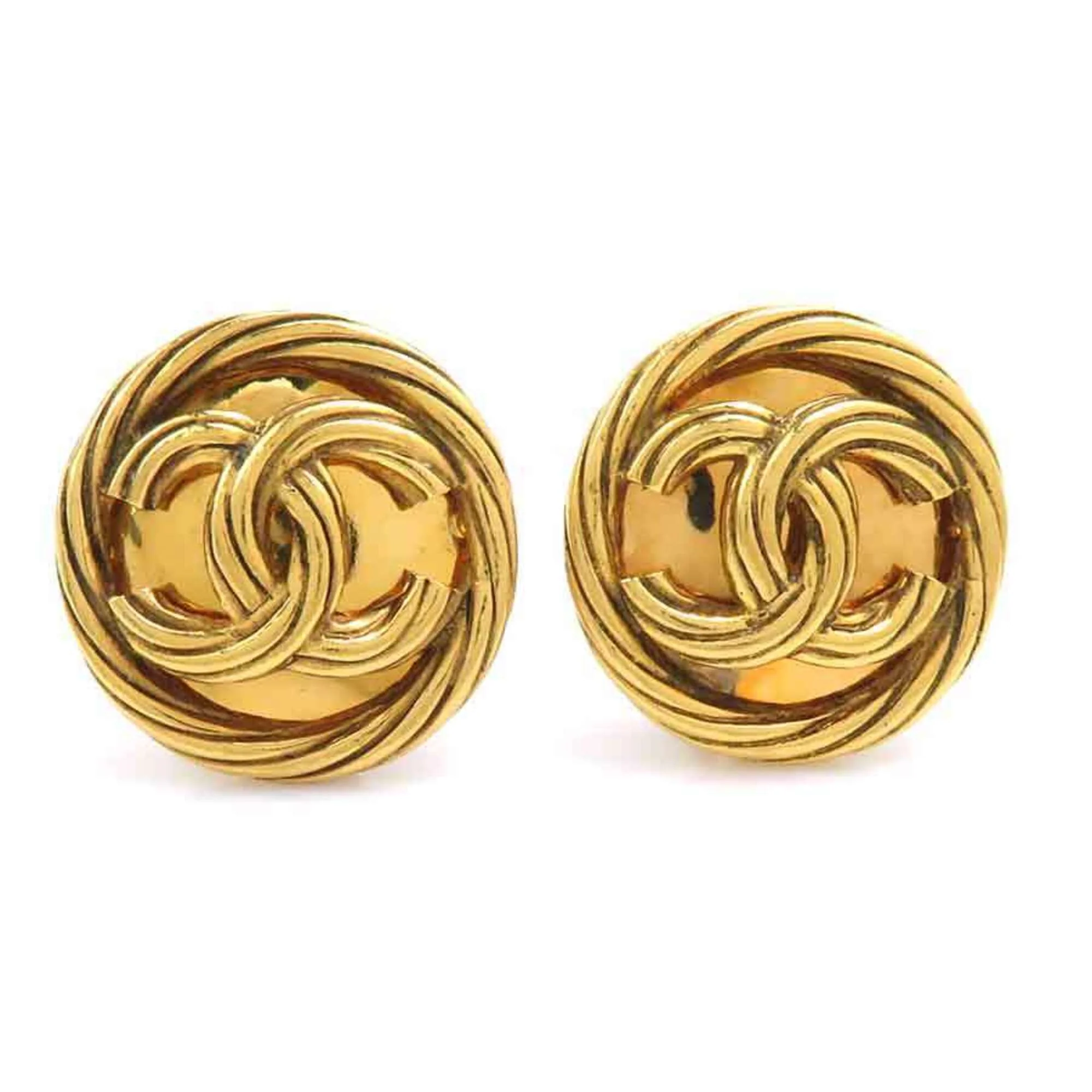 CC Logo Clip-On Earrings Gold-Tone Metal Gold-Tone Metal