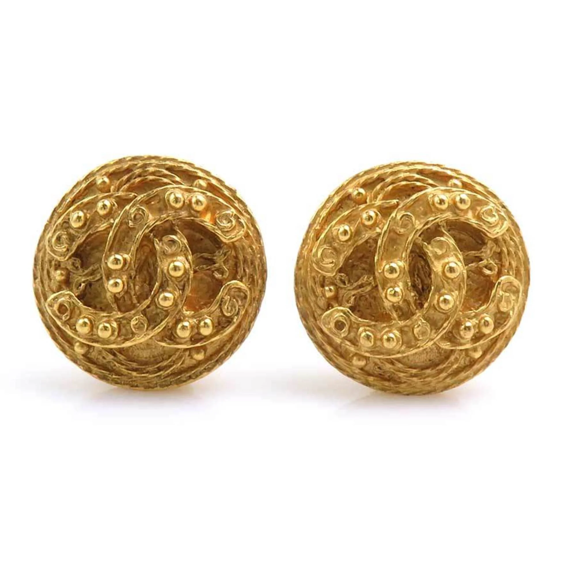 CC Logo Clip-On Earrings Gold-Tone Metal Gold-Tone Metal