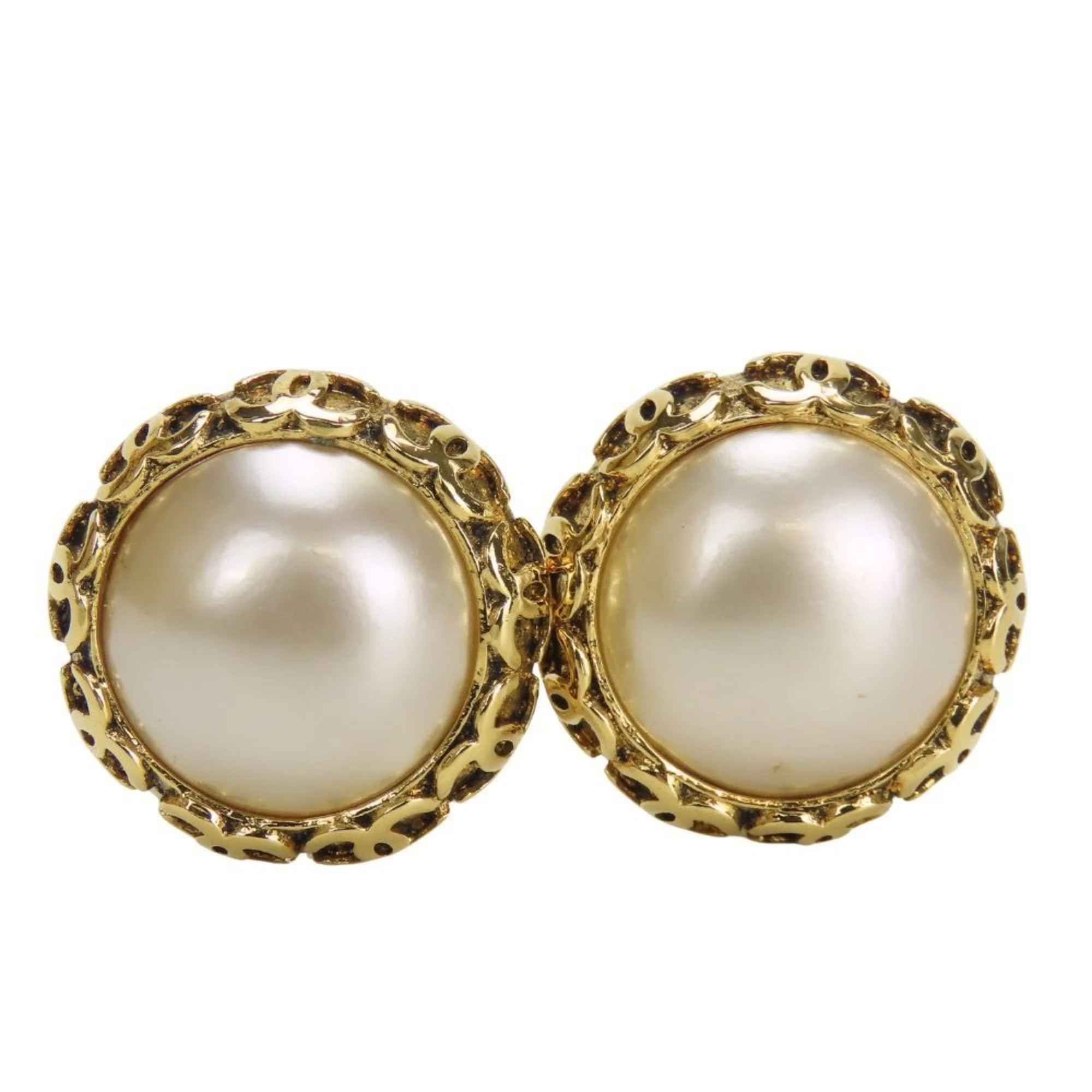 CC Logo Clip-On Earrings Gold-Tone Metal Gold-Tone Metal
