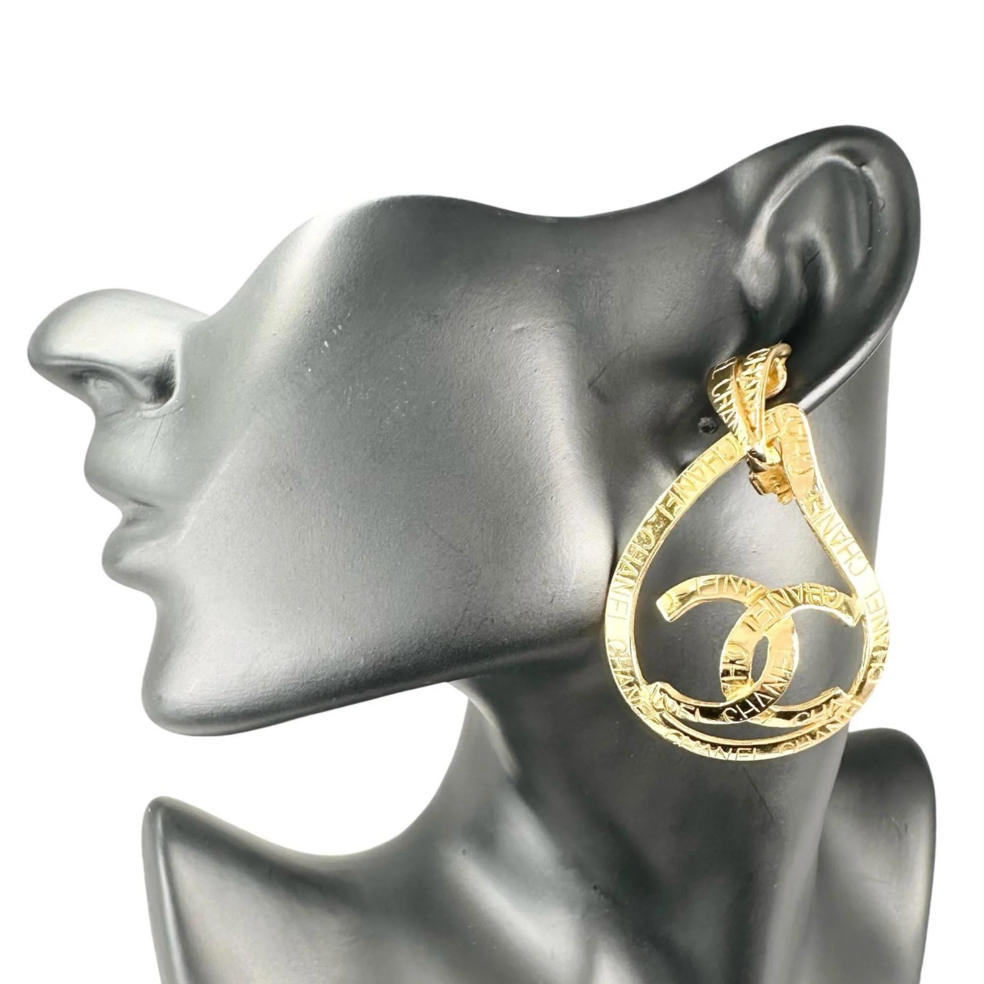 CC Logo Clip-On Earrings Metal Gold-Tone Metal - Image 2