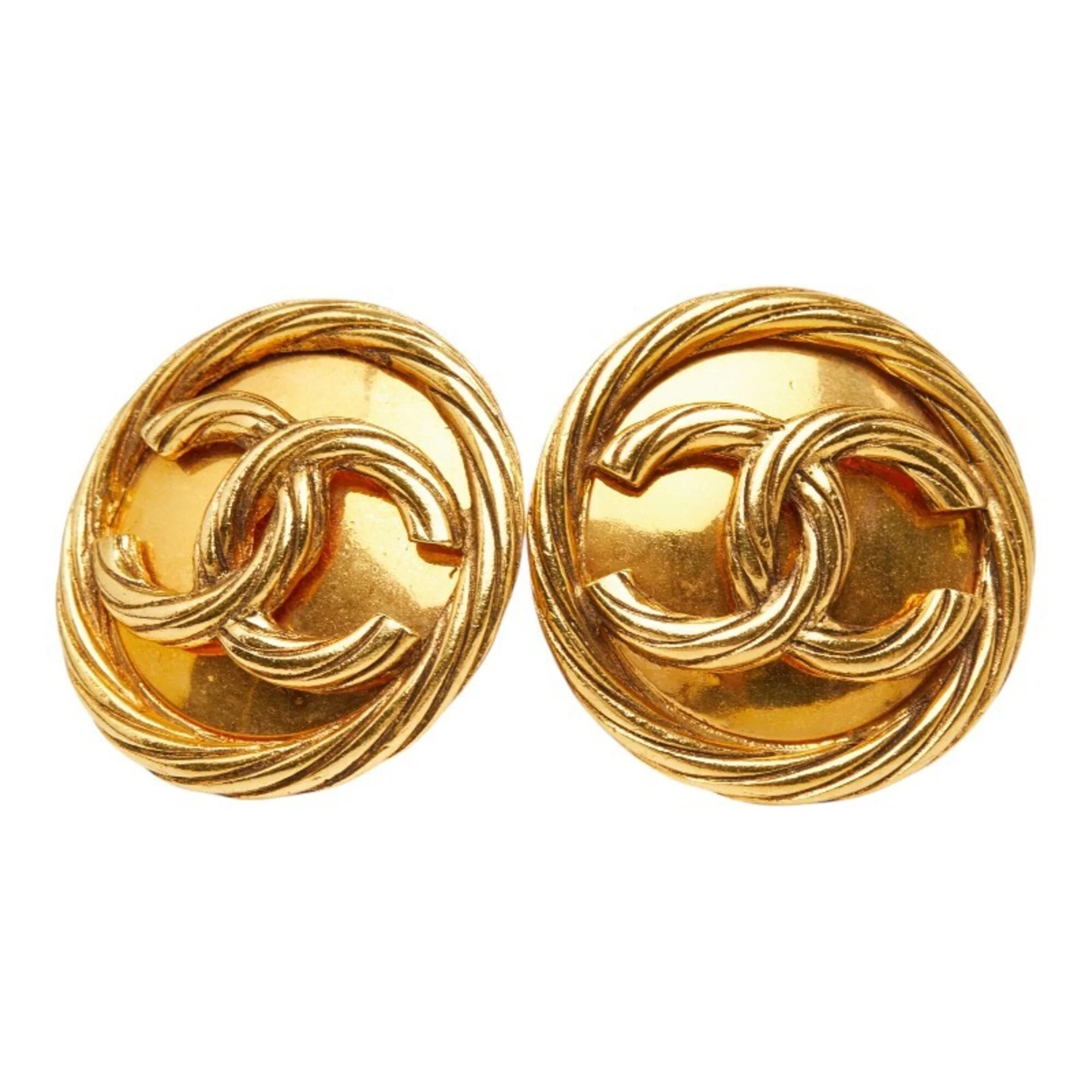 CC Logo Clip-On Earrings Metal Gold-Tone Metal