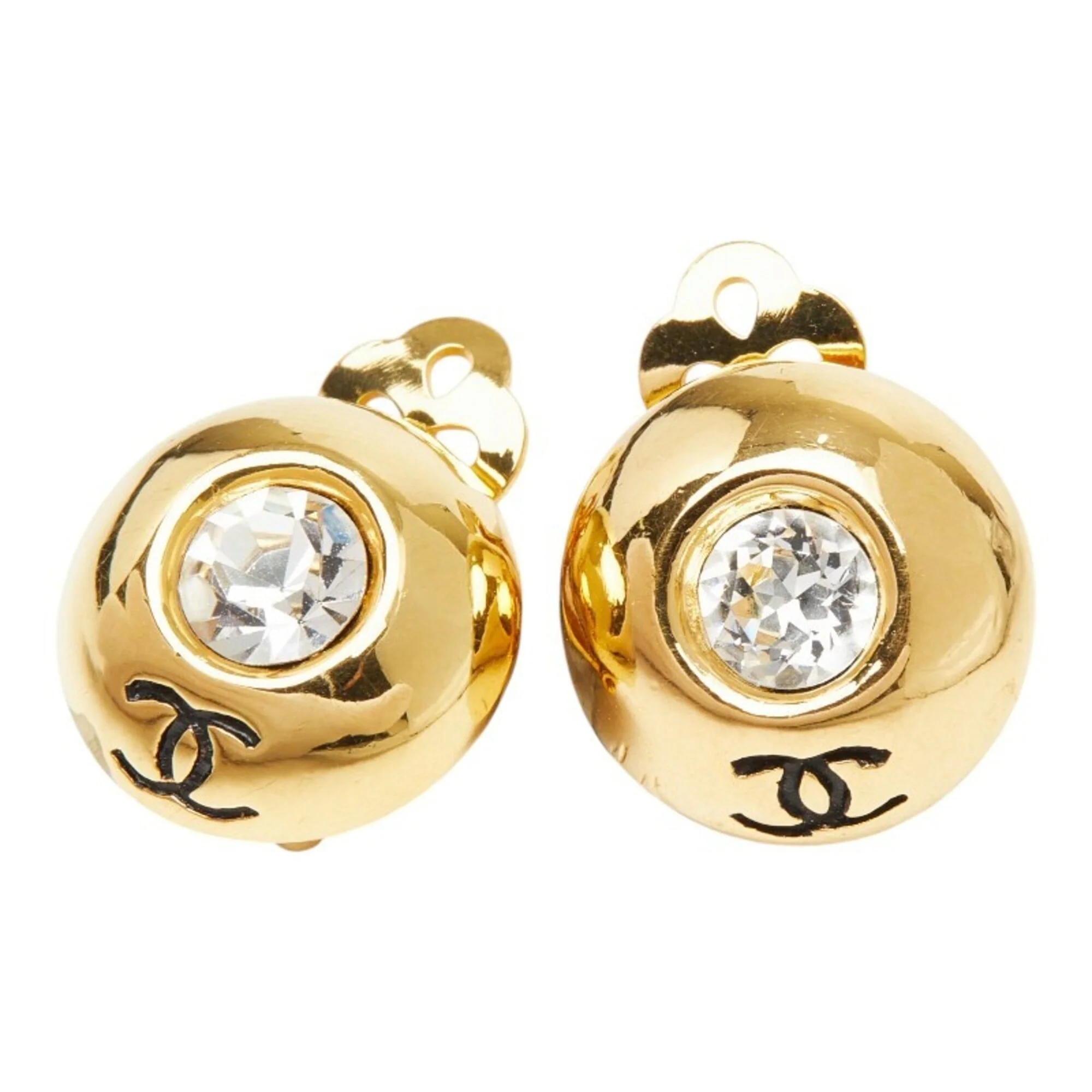 CC Logo Clip-On Earrings Metal Gold-Tone Metal