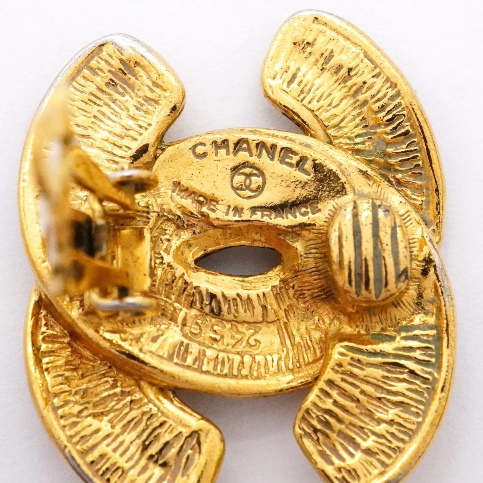 CC Logo Clip-On Earrings Metal Gold-Tone Metal - Image 4