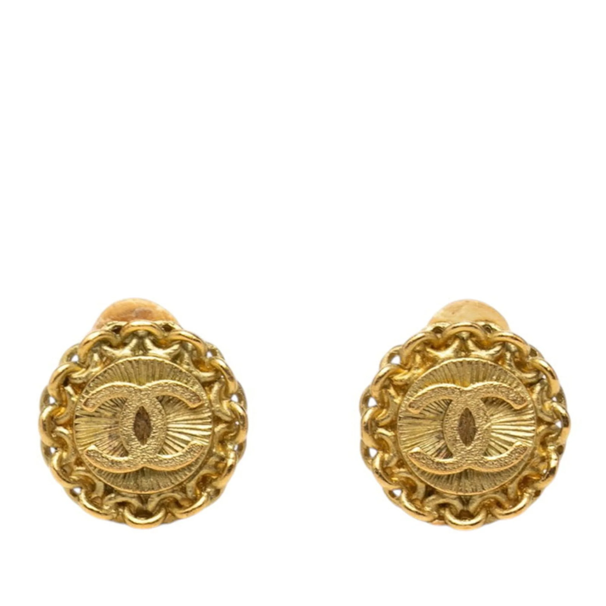 CC Logo Clip-On Earrings Metal Gold-Tone Metal