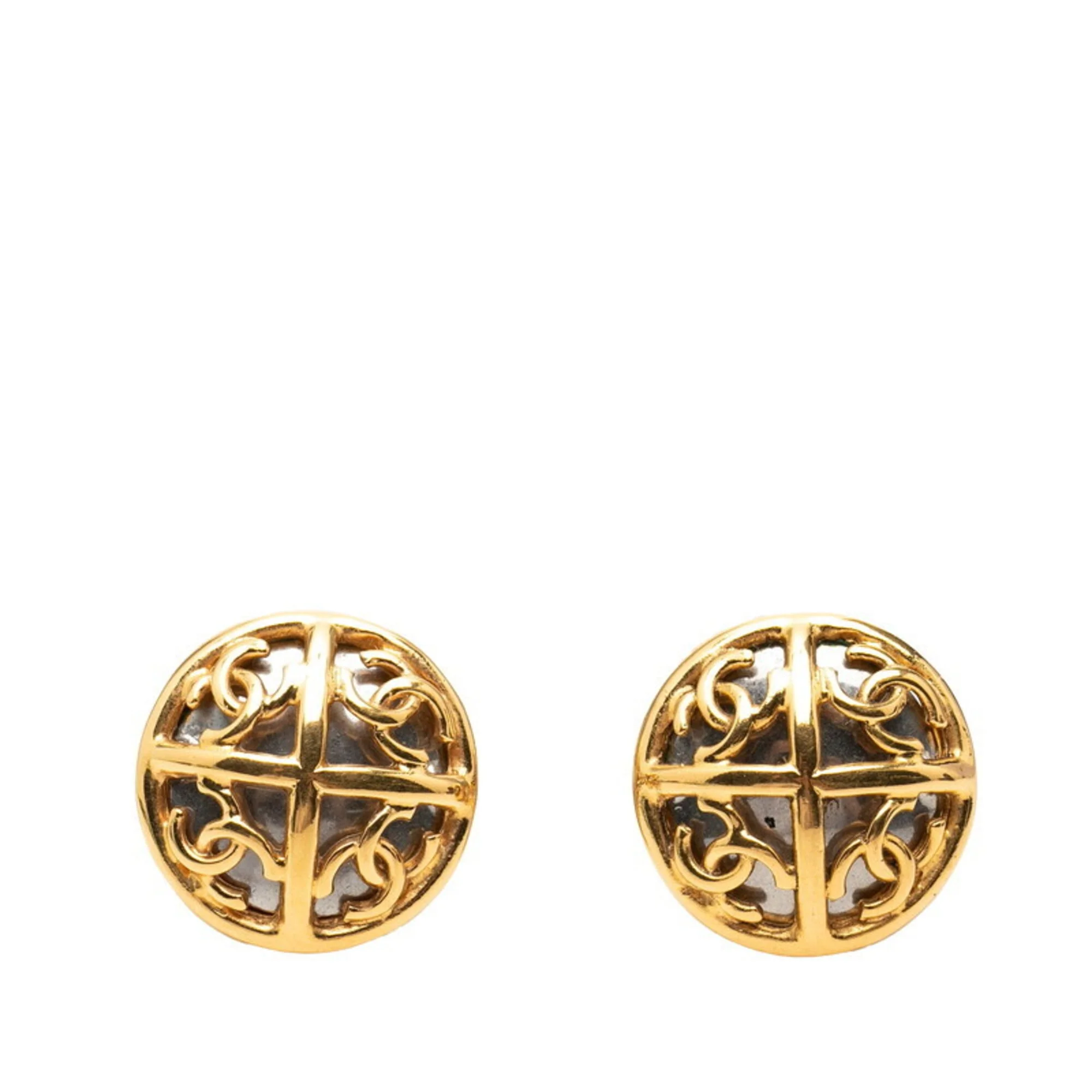 CC Logo Clip-On Earrings Metal Gold-Tone Metal