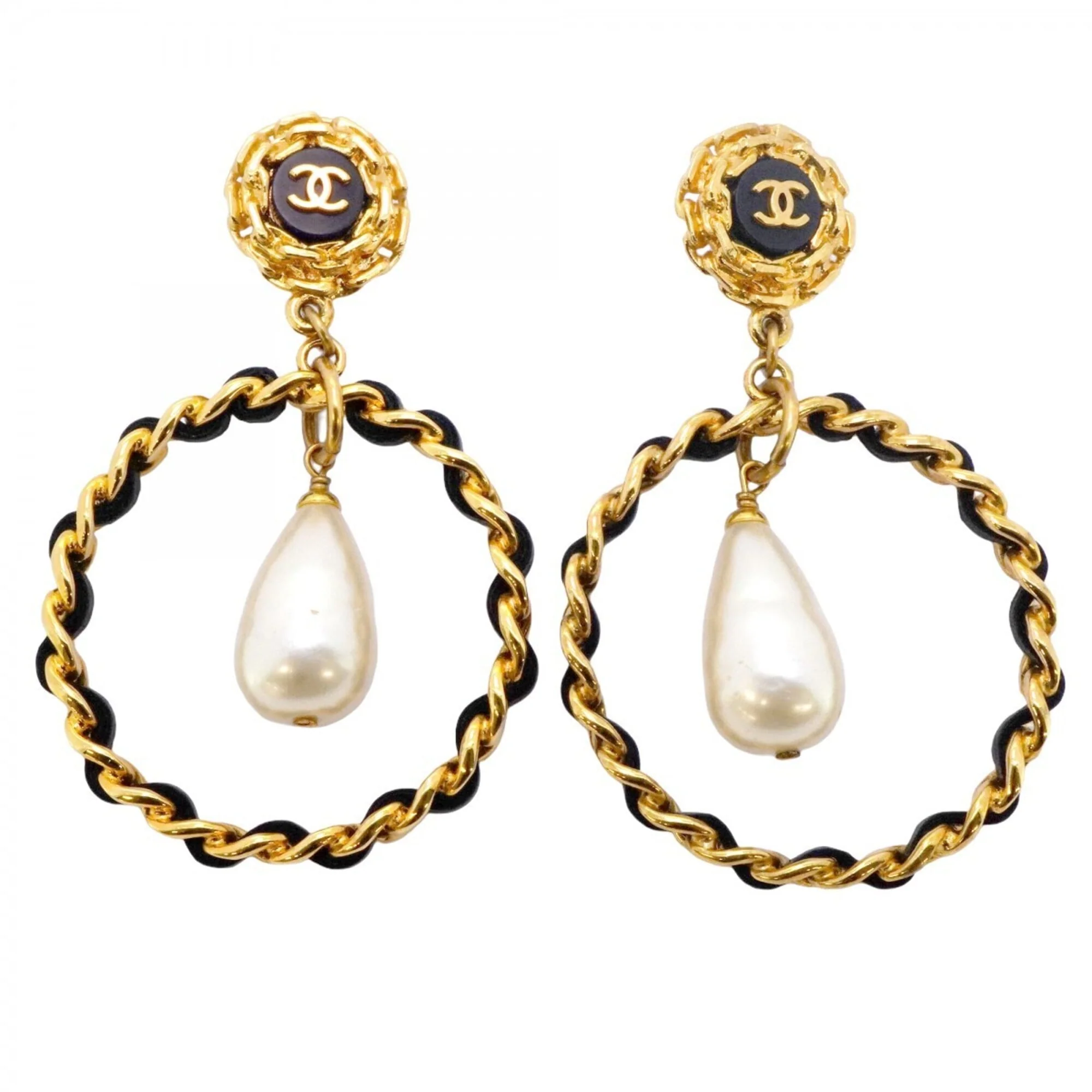 CC Logo Clip-On Earrings Metal Gold-Tone Metal