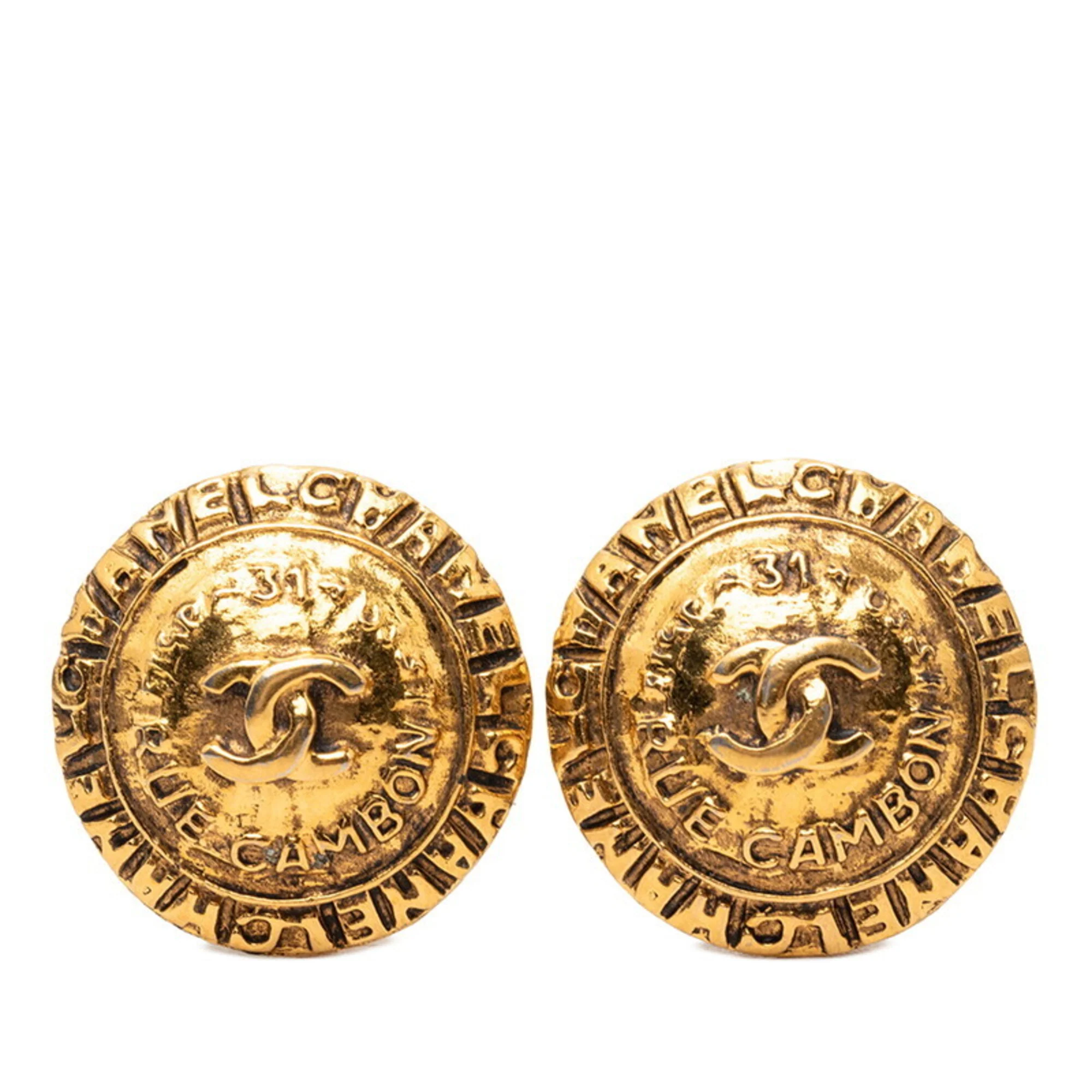 CC Logo Clip-On Earrings Metal Gold-Tone Metal