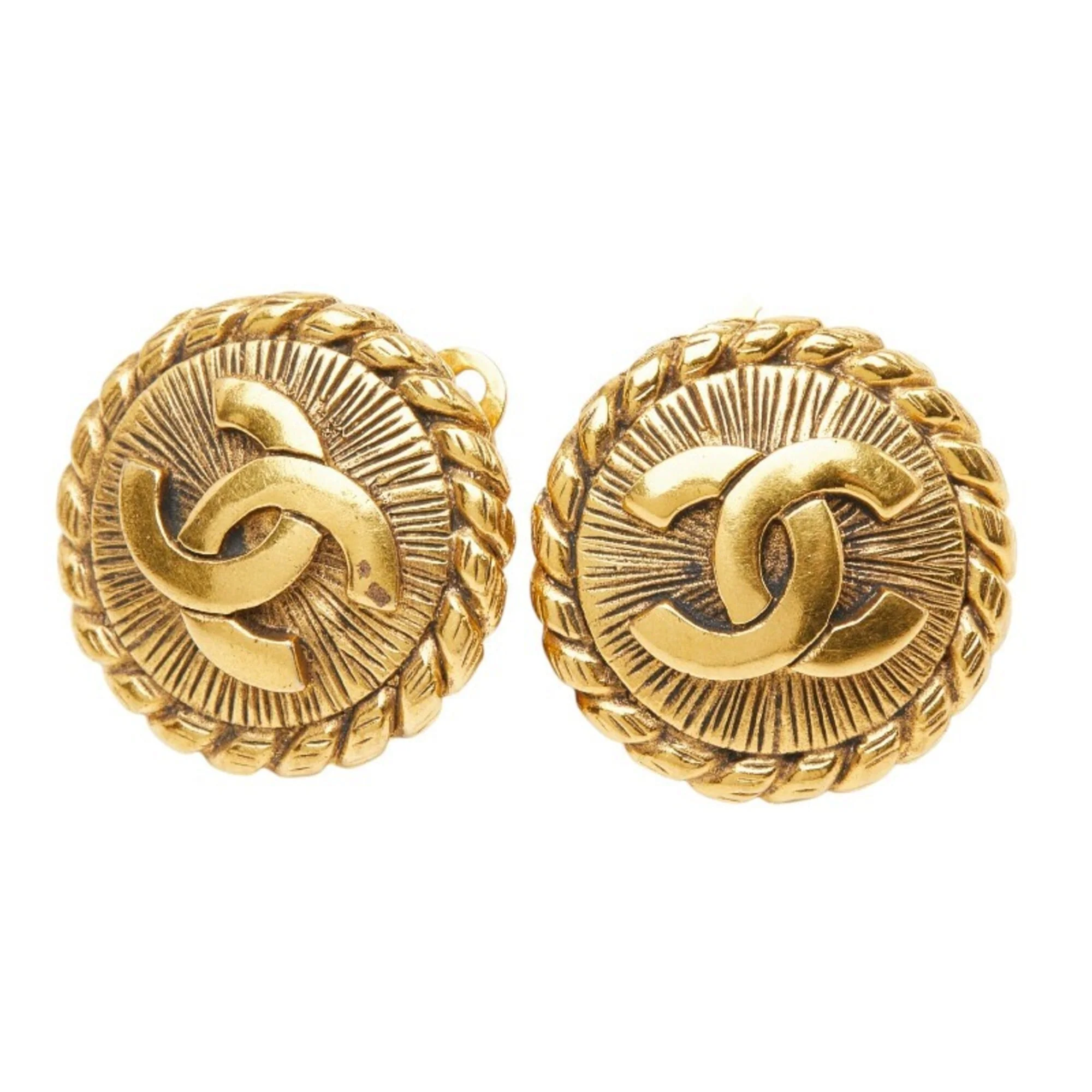 CC Logo Clip-On Earrings Metal Gold-Tone Metal