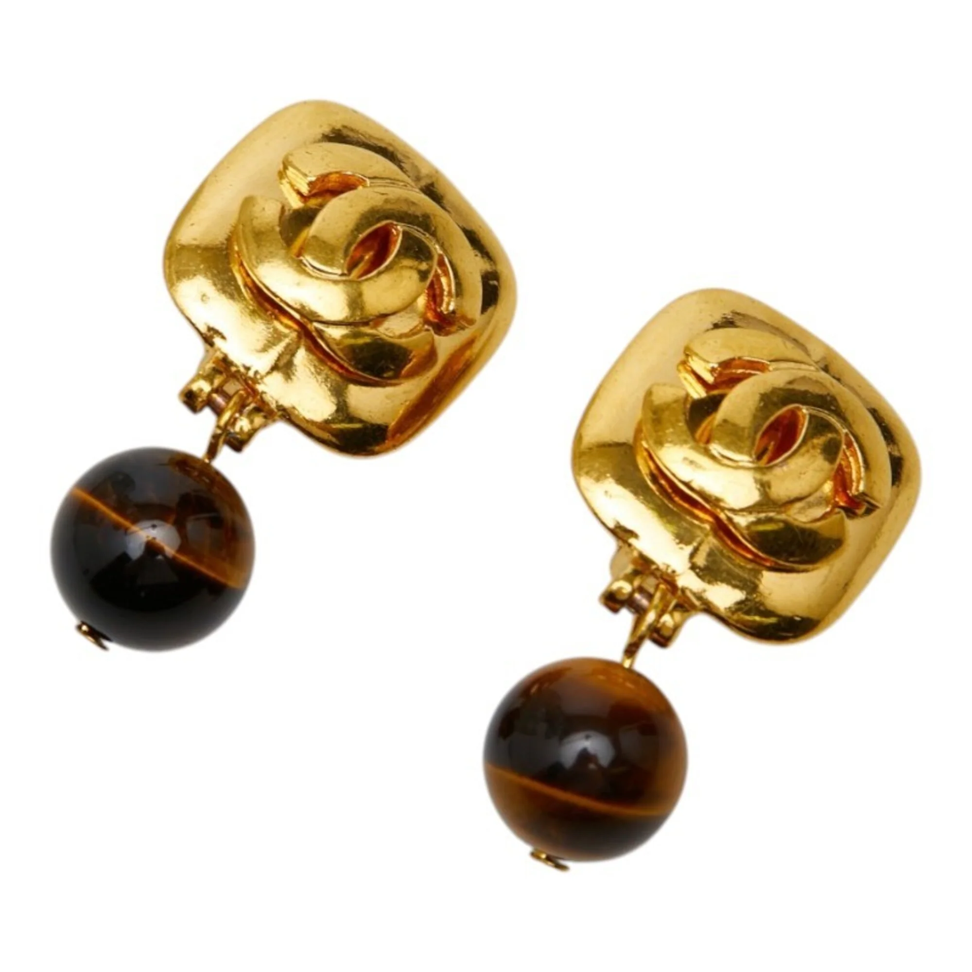 CC Logo Clip-On Earrings Metal Gold-Tone Metal