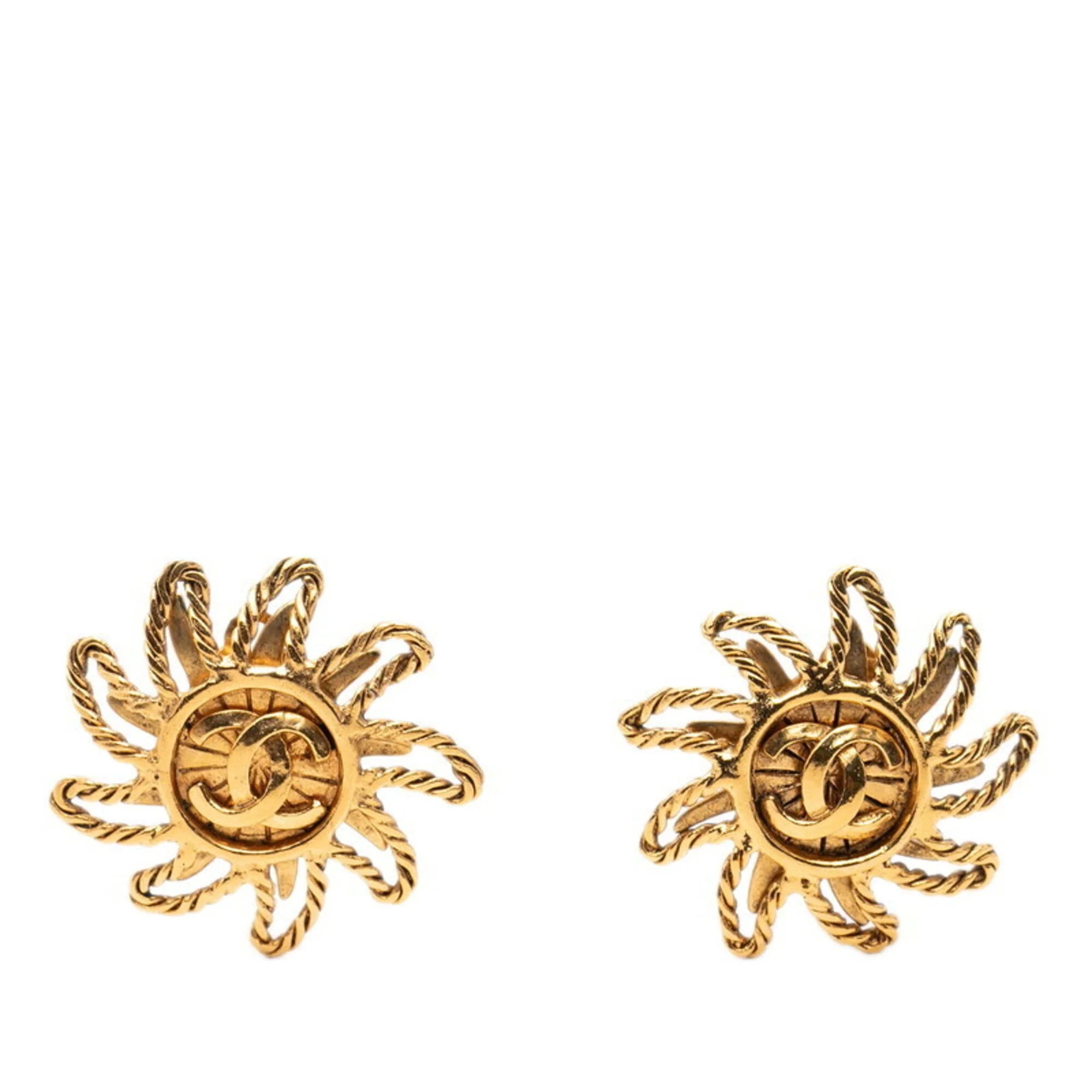 CC Logo Clip-On Earrings Metal Gold-Tone Metal