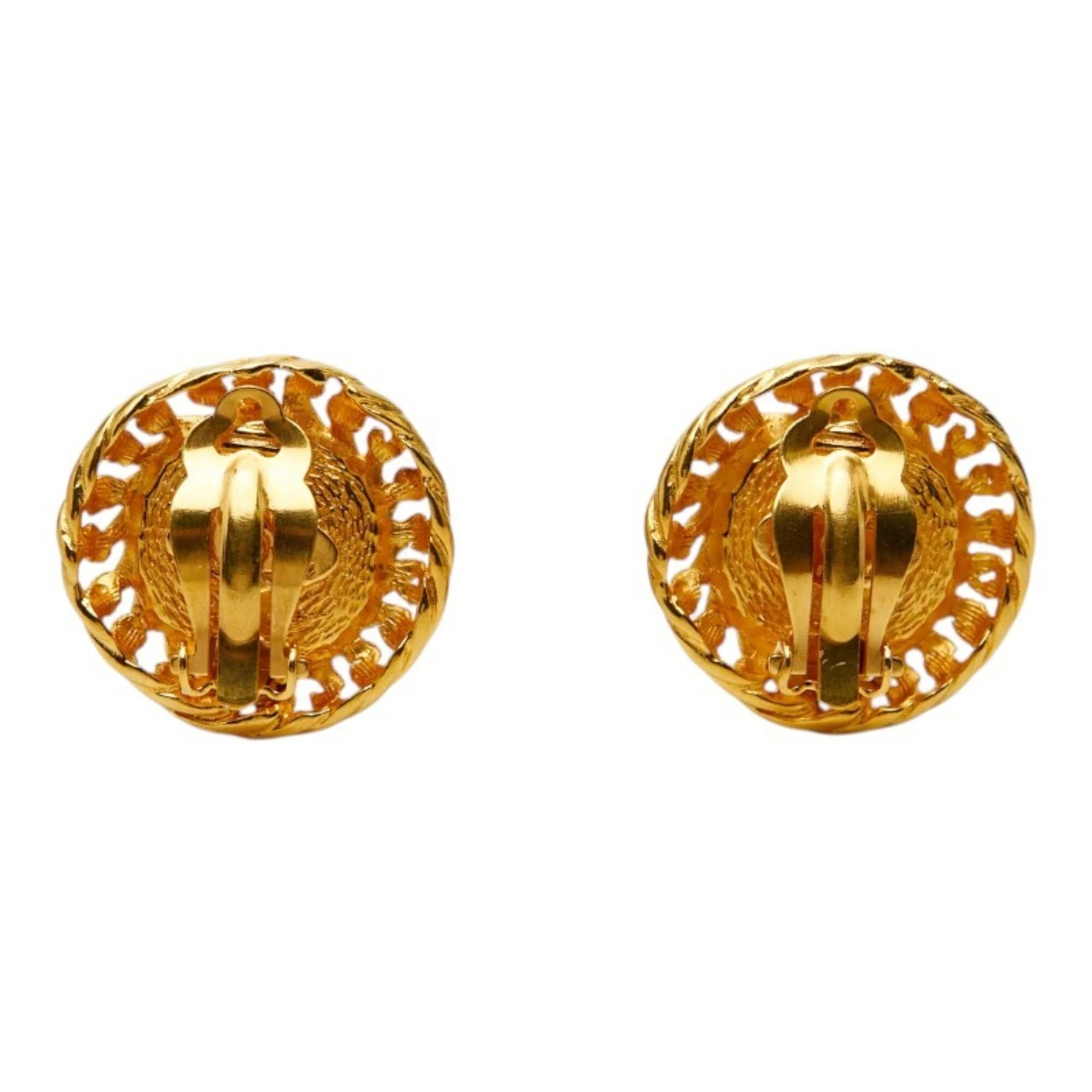 CC Logo Clip-On Earrings Metal Gold-Tone Metal - Image 3
