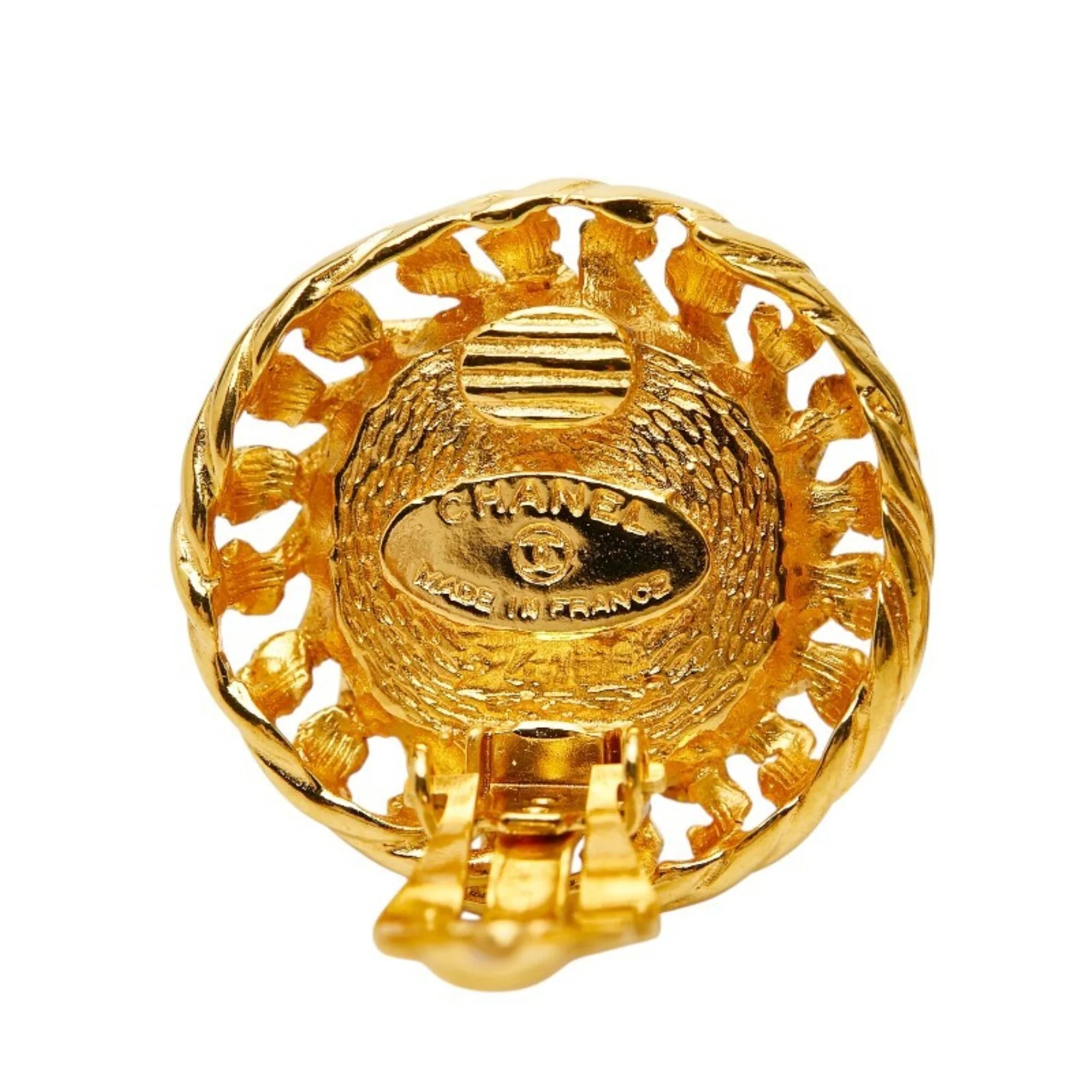 CC Logo Clip-On Earrings Metal Gold-Tone Metal - Image 4